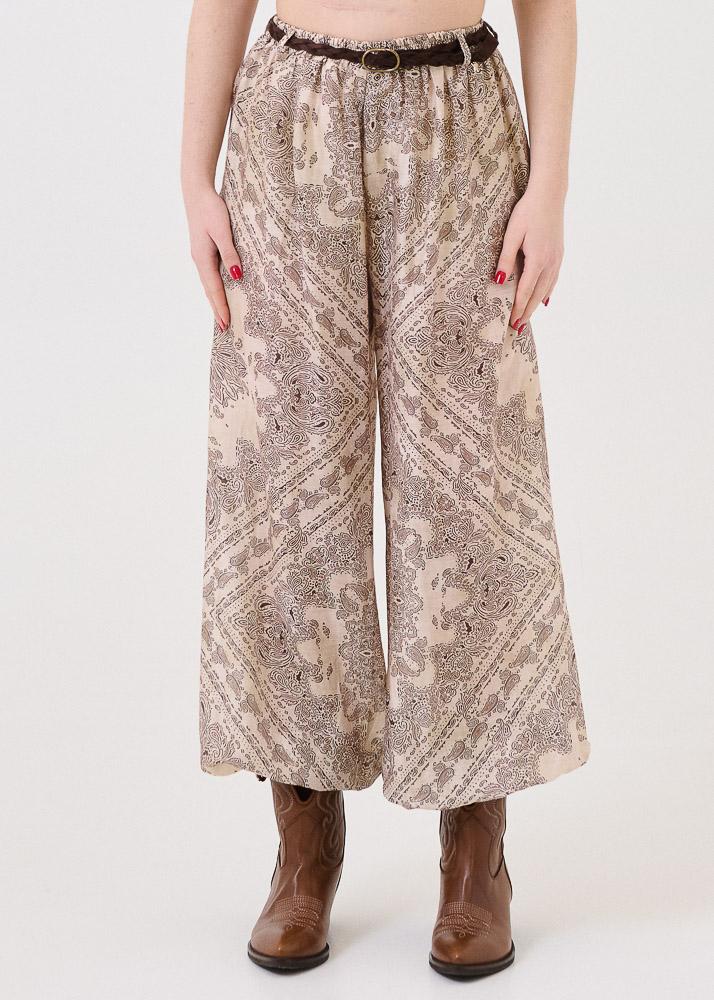 Pantalone aladino Souvenir marrone a fantasia