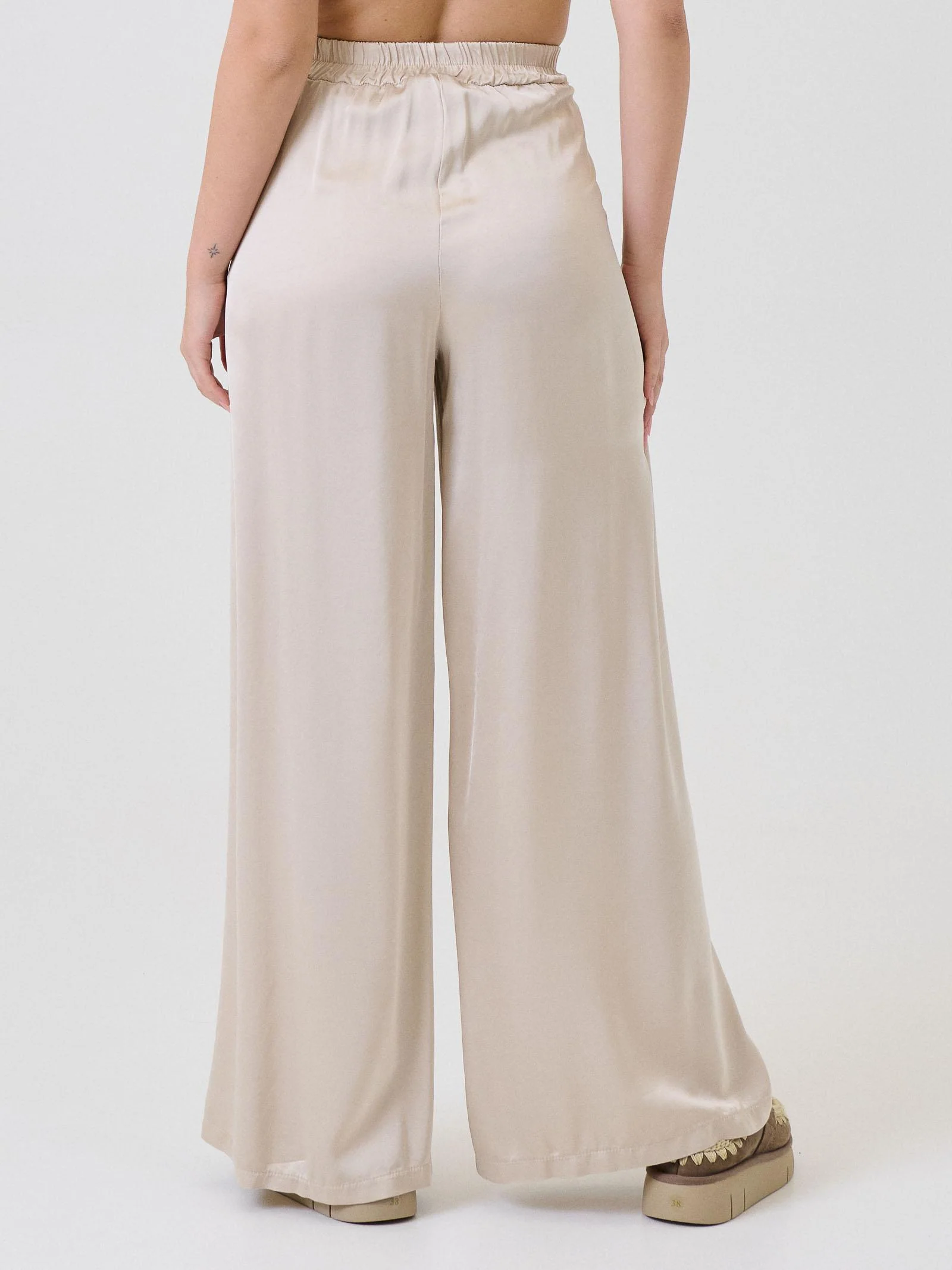 Pantalone ampio Armoire beige a vita alta - Image 3