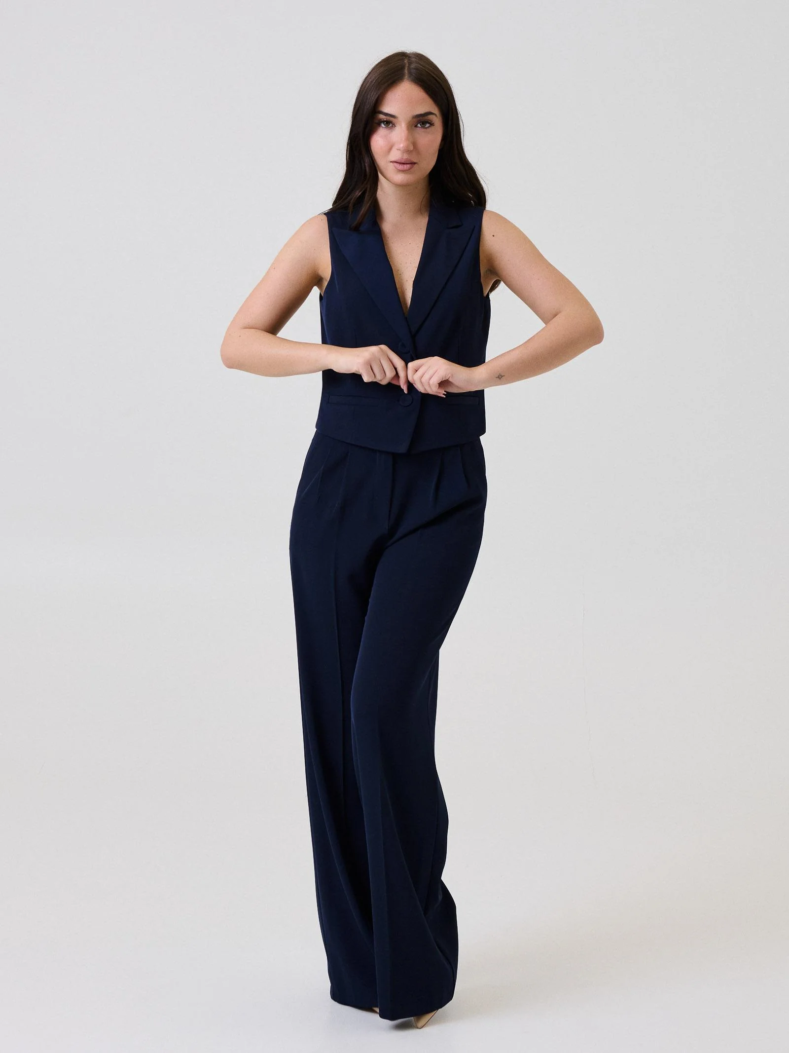 Pantalone ampio Armoire blu con pinces - Image 4