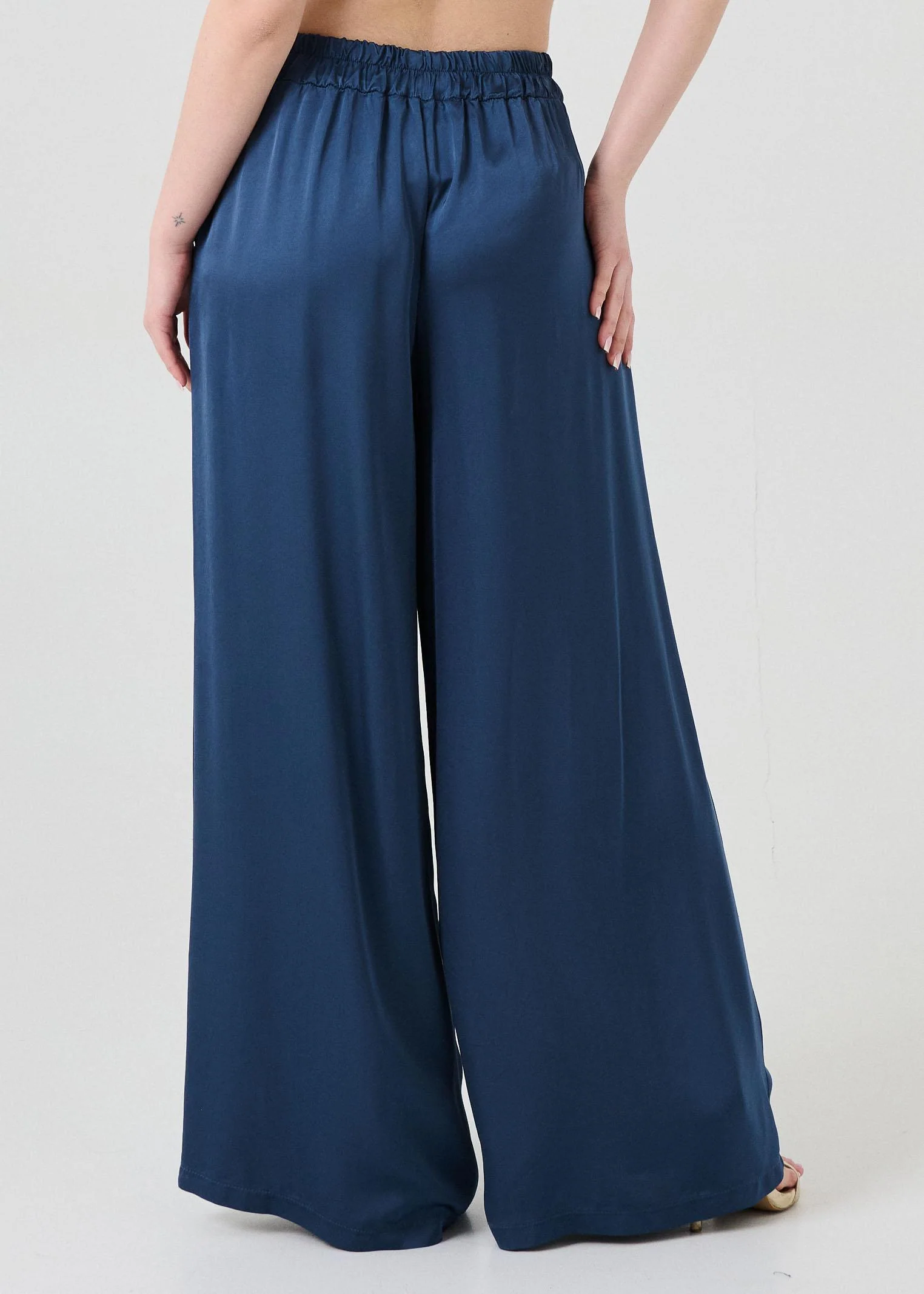 Pantalone ampio Armoire blu denim a vita alta - Image 3