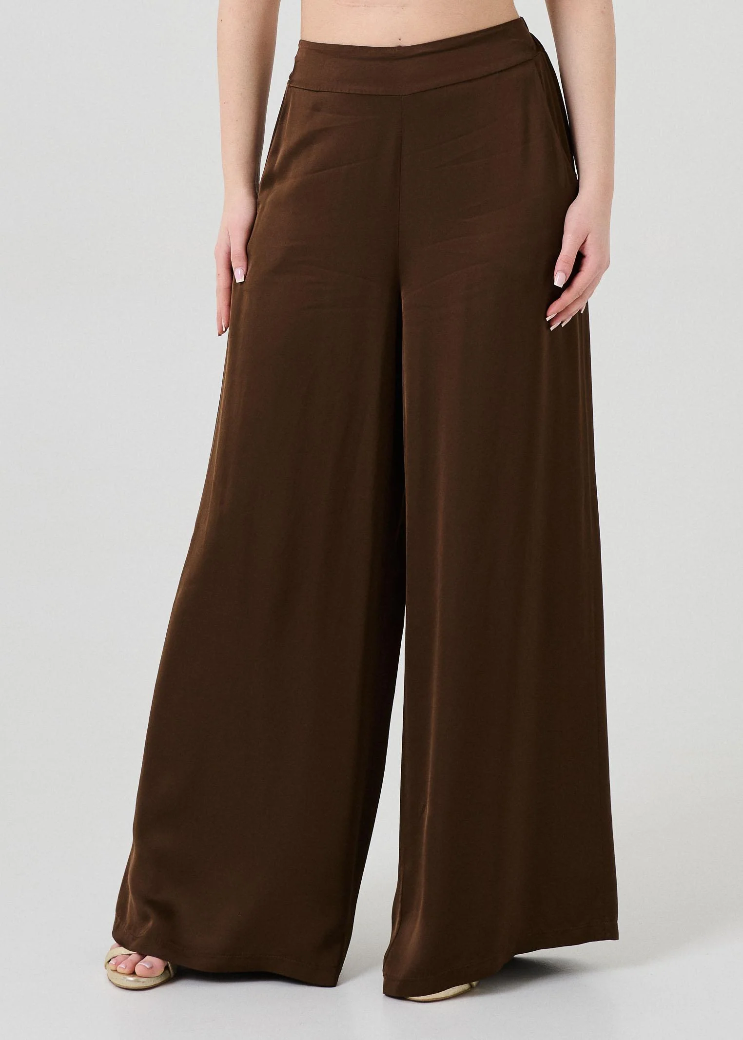 Pantalone ampio Armoire marrone a vita alta