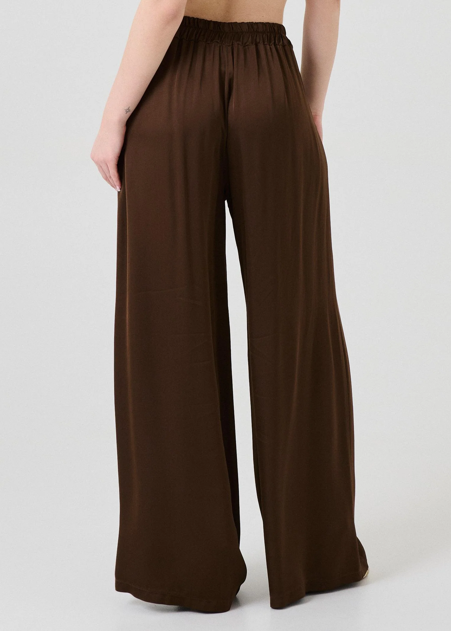Pantalone ampio Armoire marrone a vita alta - Image 3