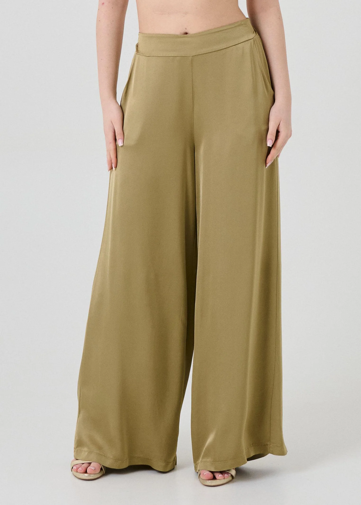 Pantalone ampio Armoire verde a vita alta