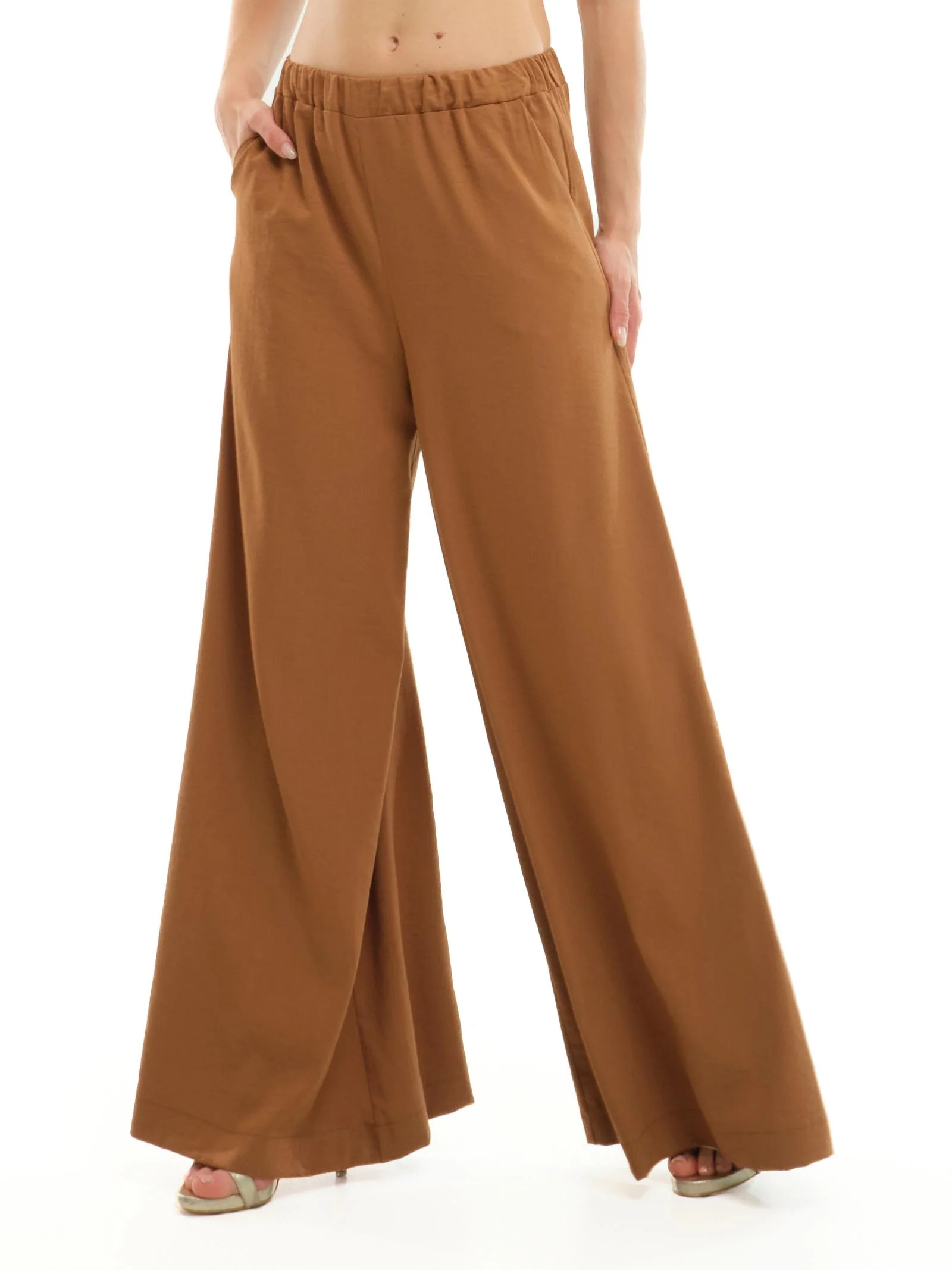 Pantalone ampio Imperial tabacco a vita alta - Image 2