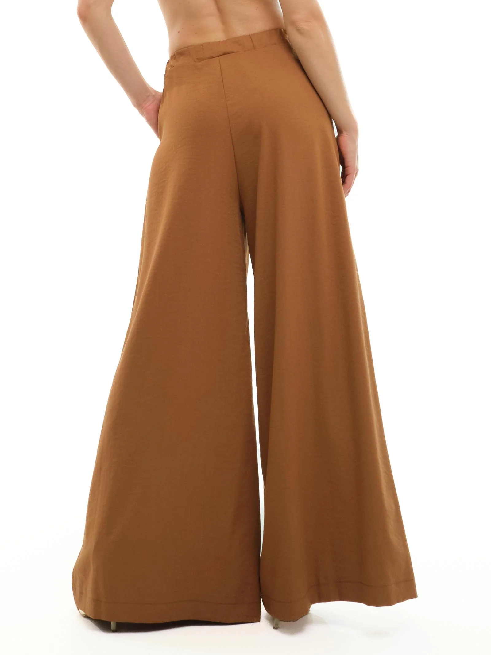 Pantalone ampio Imperial tabacco a vita alta - Image 3