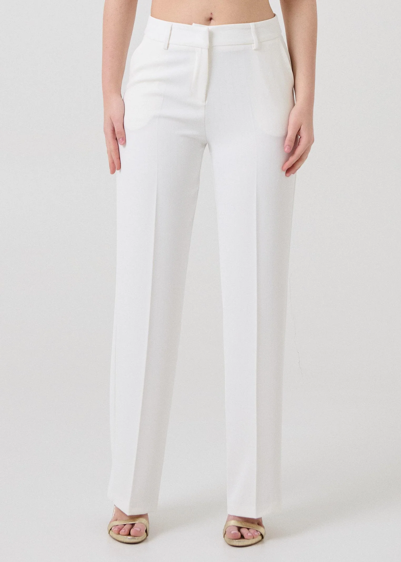 Pantalone gessato Armoire panna con righe beige