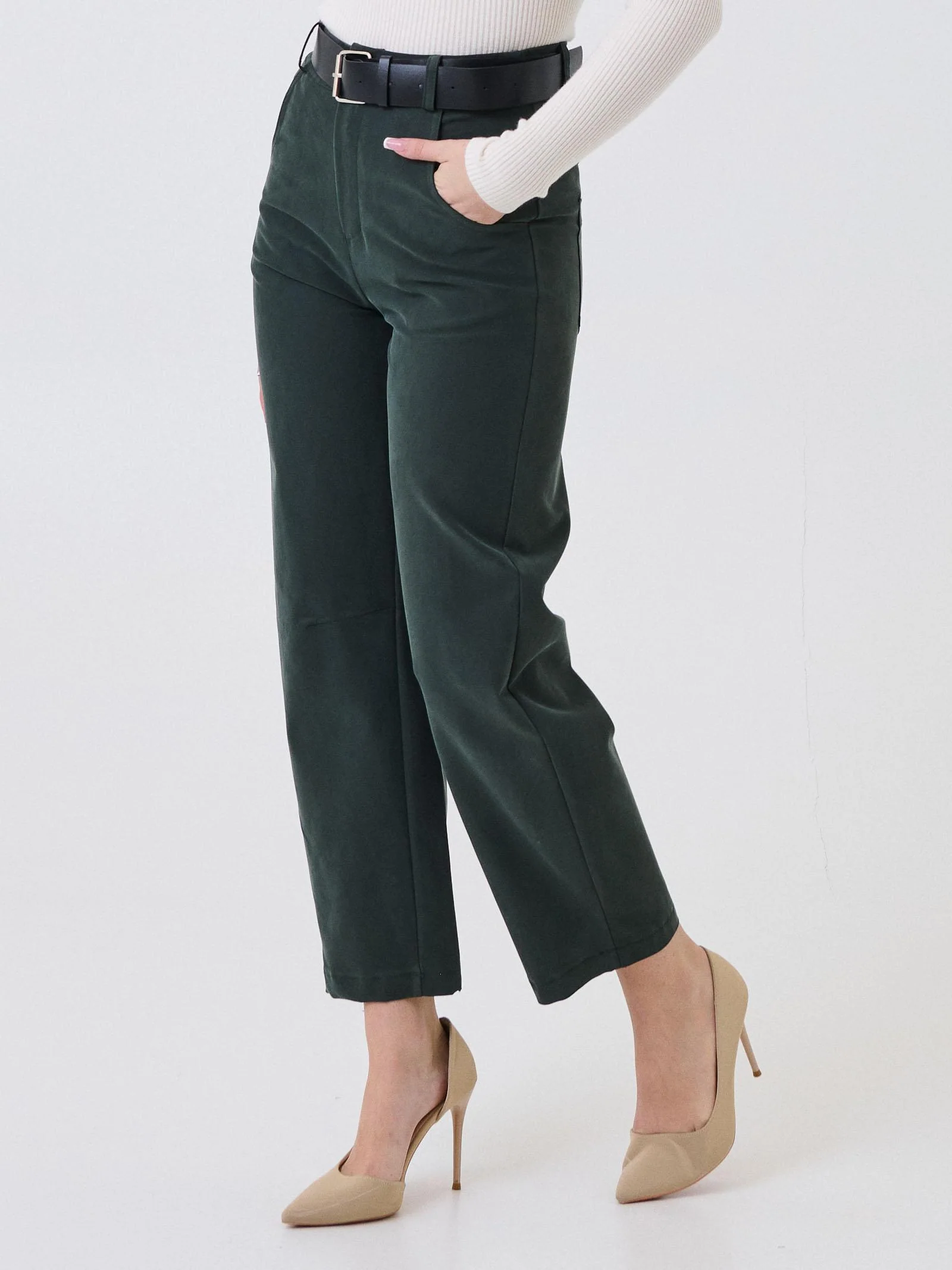 Pantalone Armoire verde militare elasticizzato in vita - Image 2