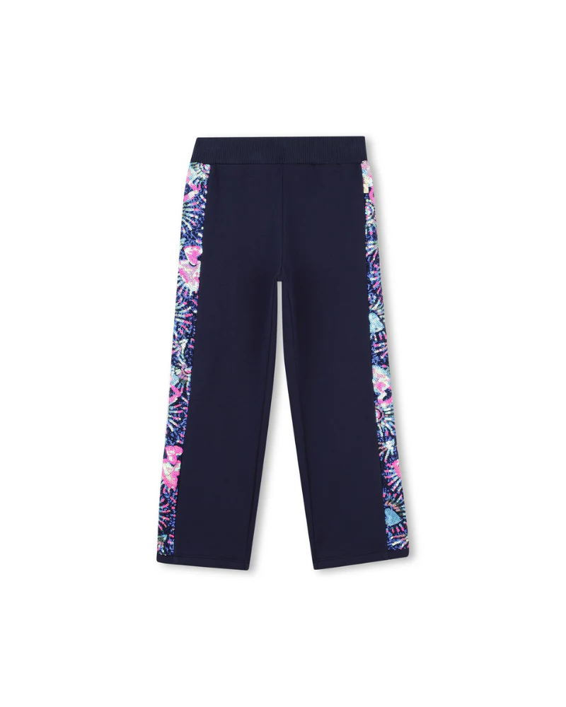 Pantalone Billie Blush blu navy con bande laterali con paillettes multicolor