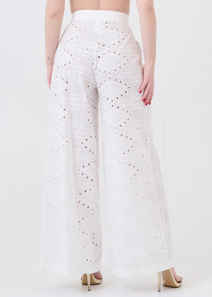 Pantalone Bohemian Vì bianco in pizzo sangallo - Image 3