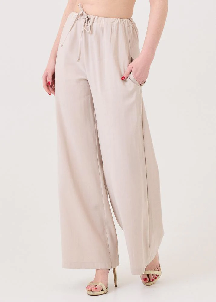 Pantalone Bohemian Vì taupe con coulisse - Image 2