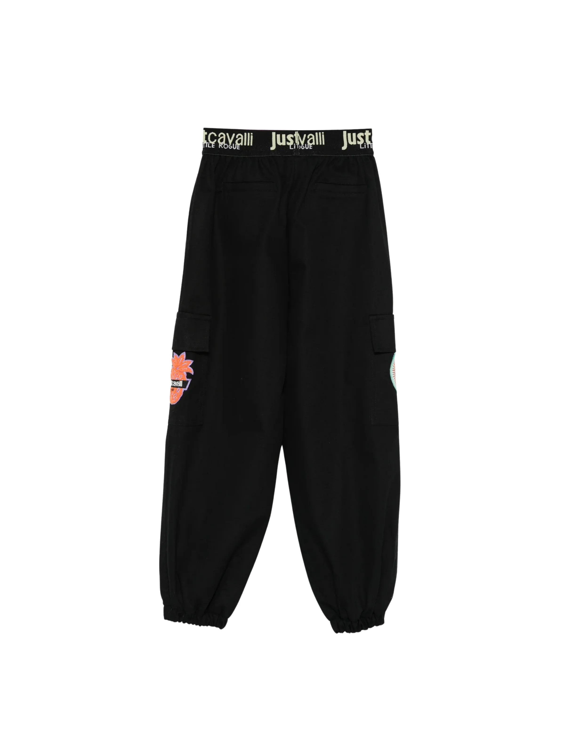 Pantalone cargo Just Cavalli nero con patch a contrasto - Image 2
