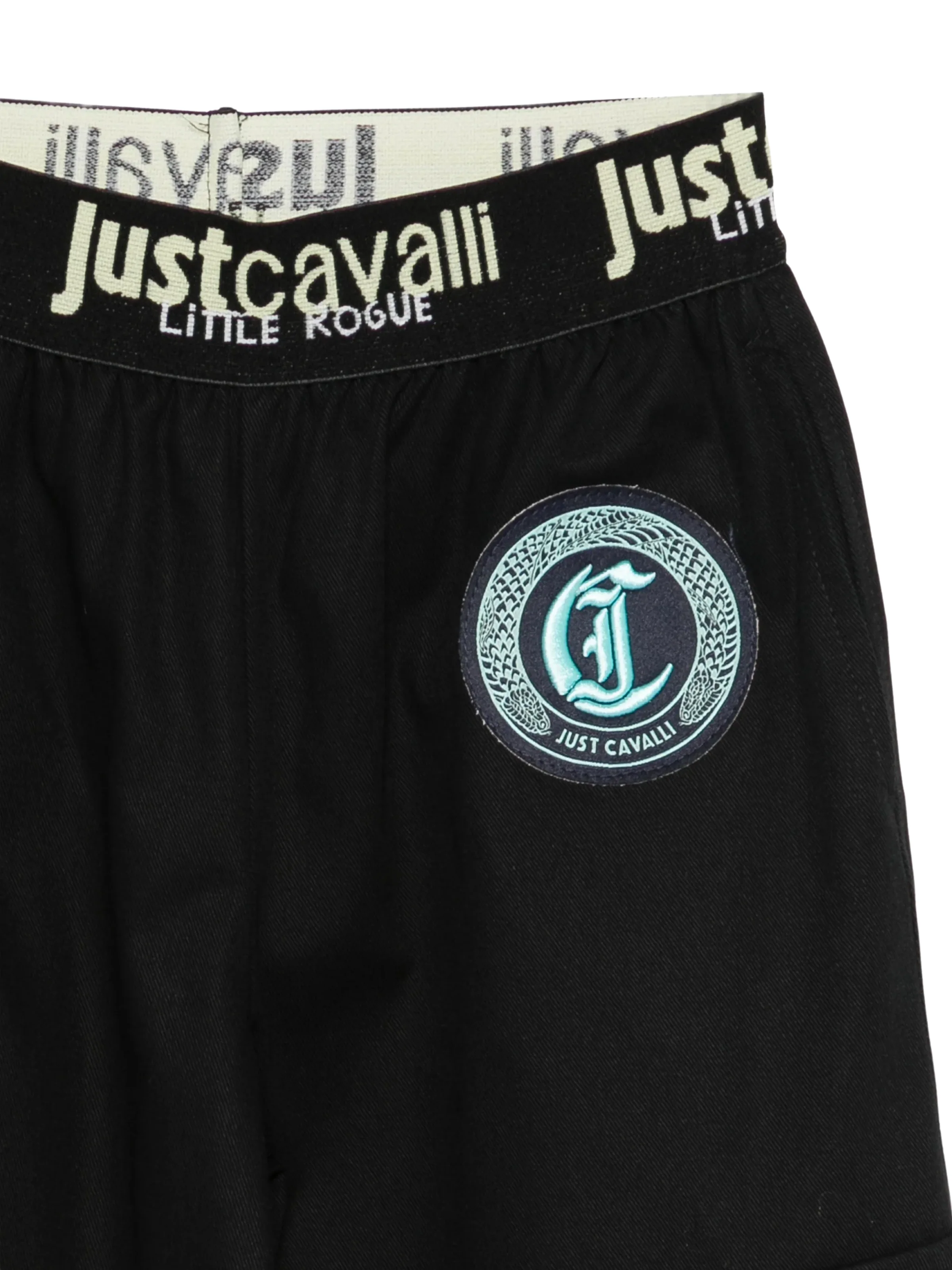 Pantalone cargo Just Cavalli nero con patch a contrasto - Image 3