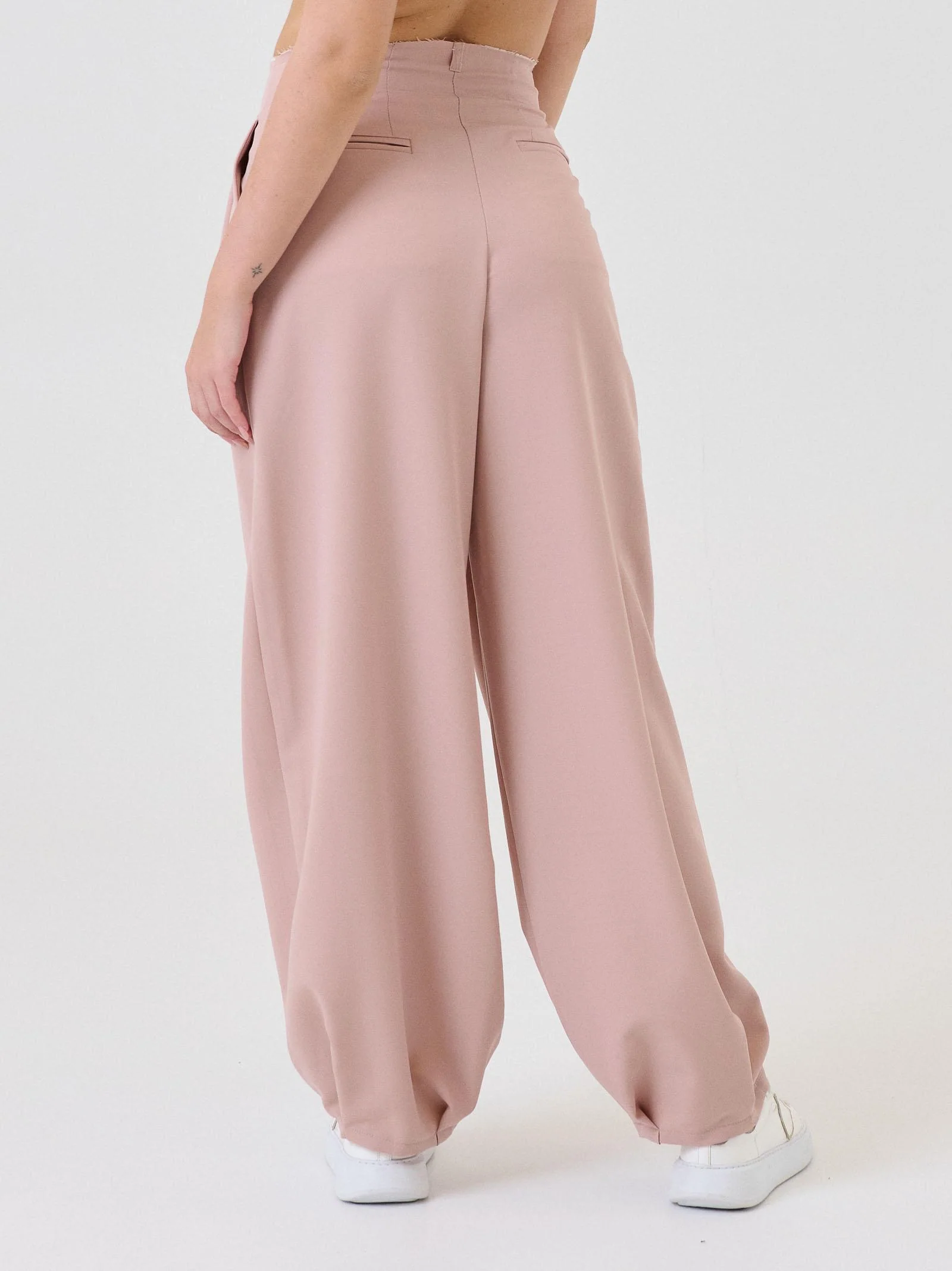 Pantalone con pinces Vicolo rosa cipria e dettaglio boxer bianco - Image 3