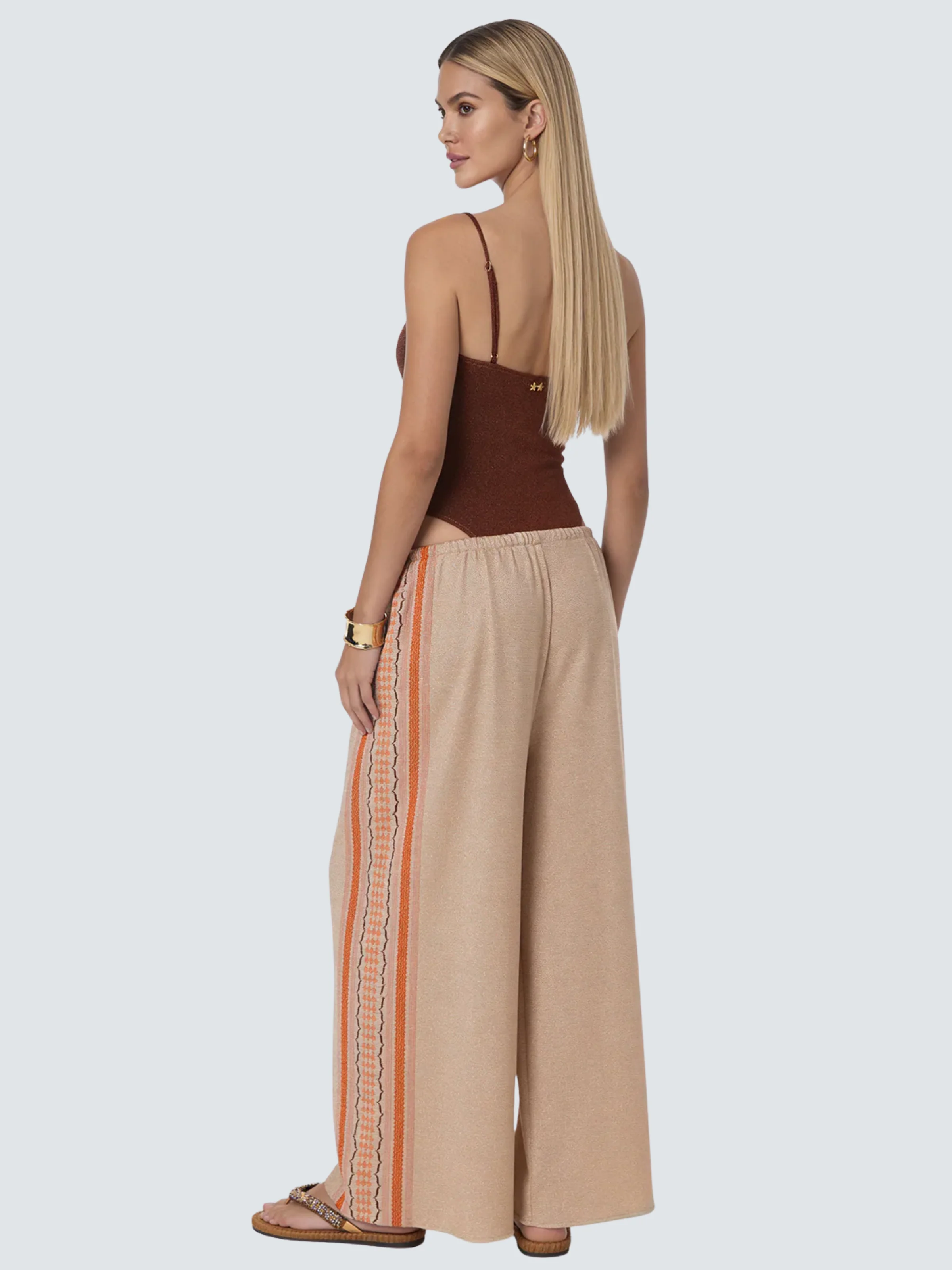 Pantalone Fk beige con bande laterali - Image 2