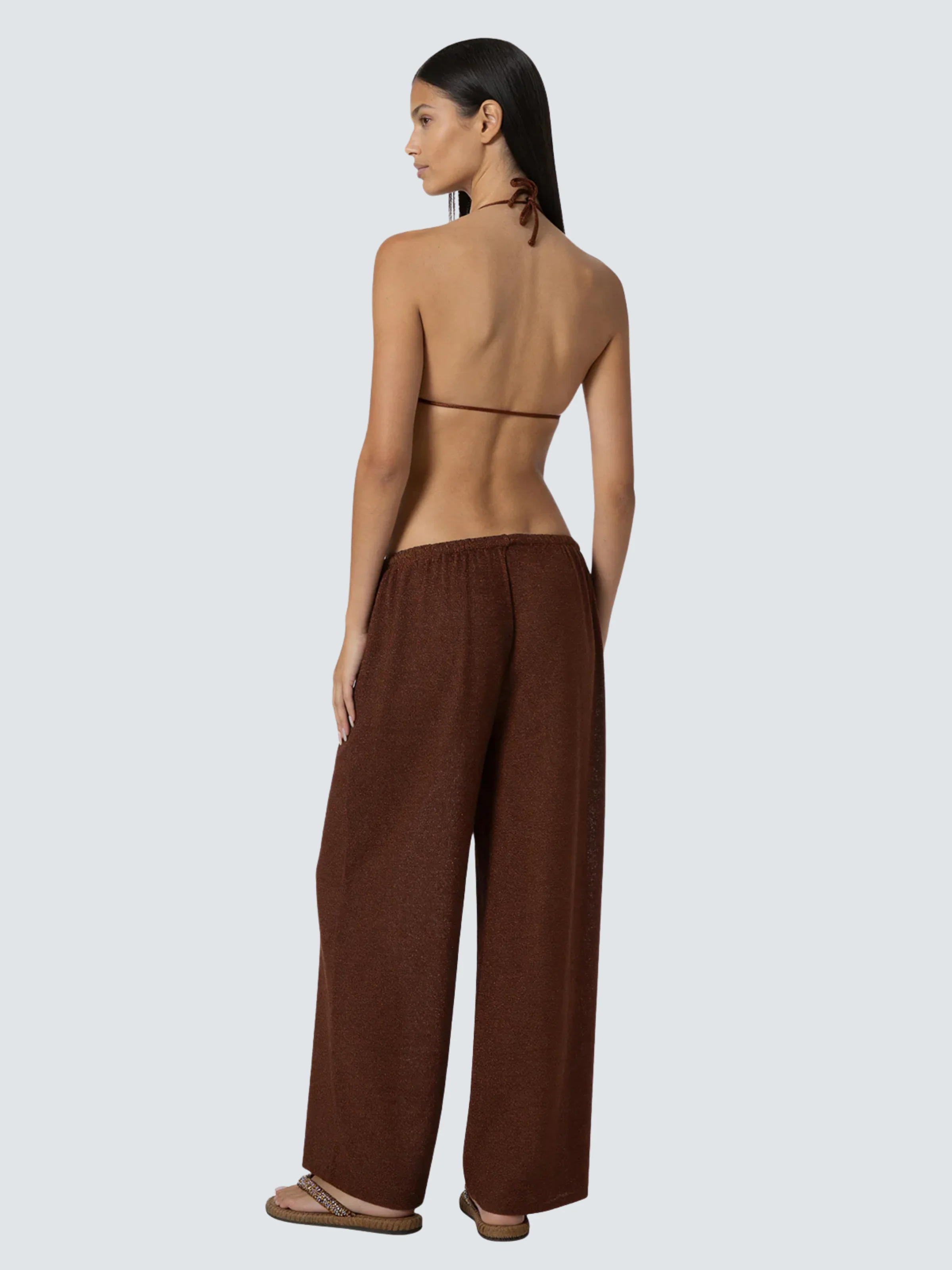 Pantalone Fk marrone con coulisse in vita - Image 2