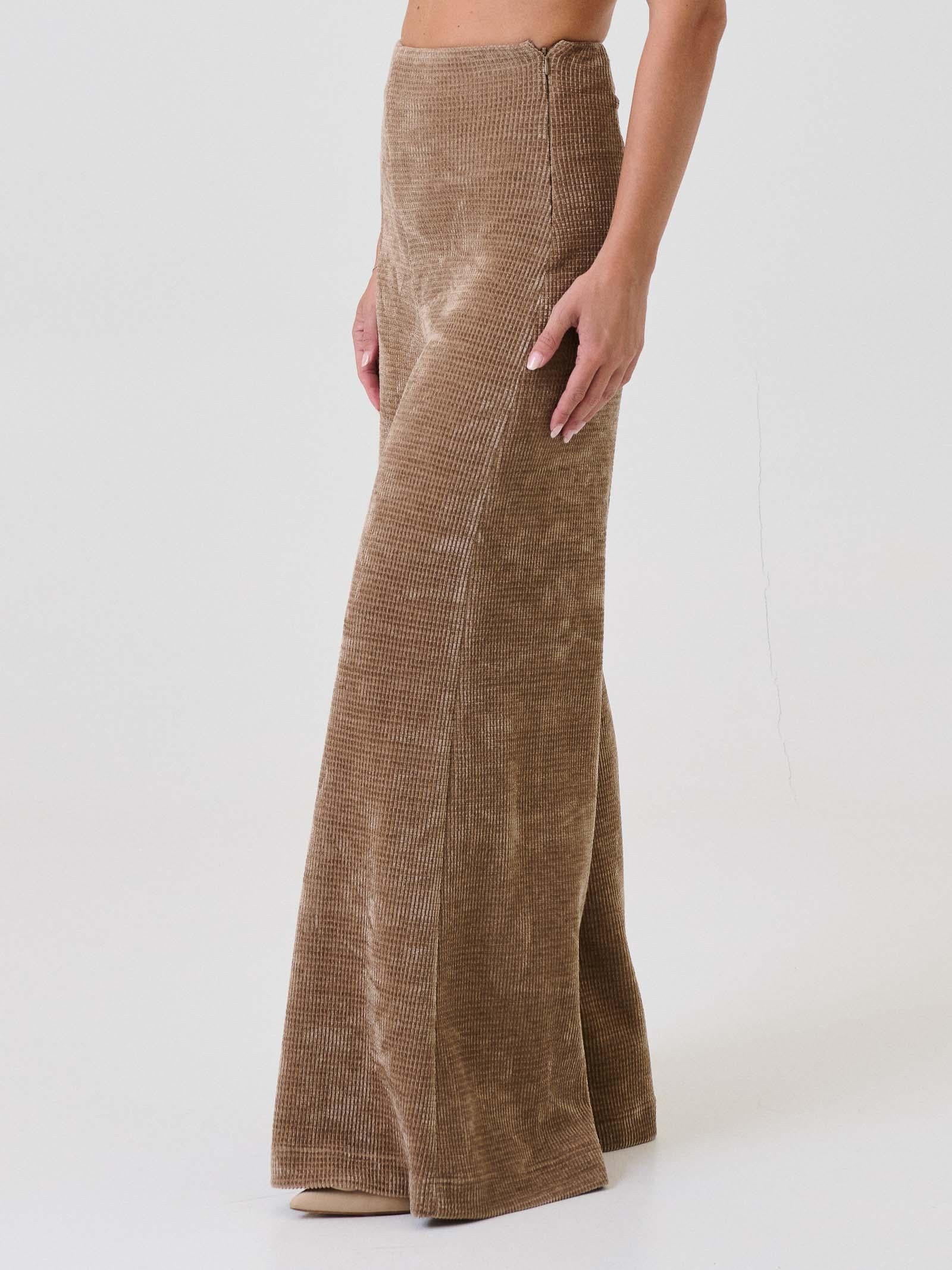 Pantalone flare Bohemian Vì taupe in velluto - Image 2