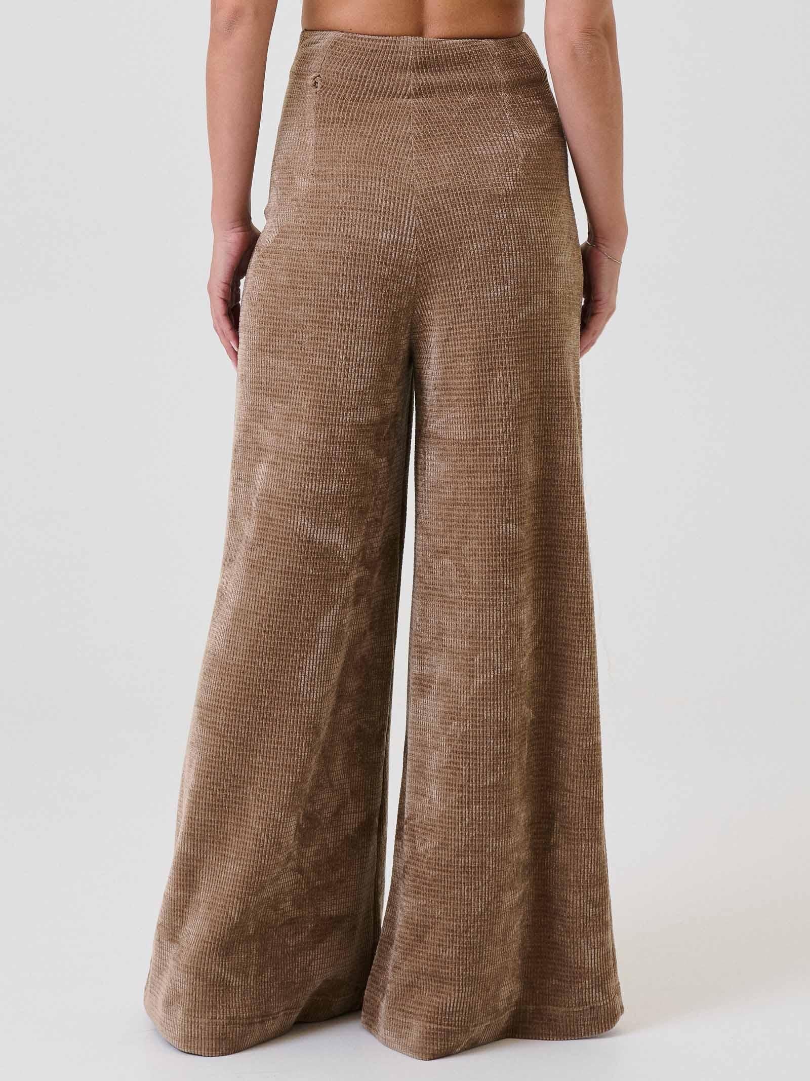 Pantalone flare Bohemian Vì taupe in velluto - Image 3