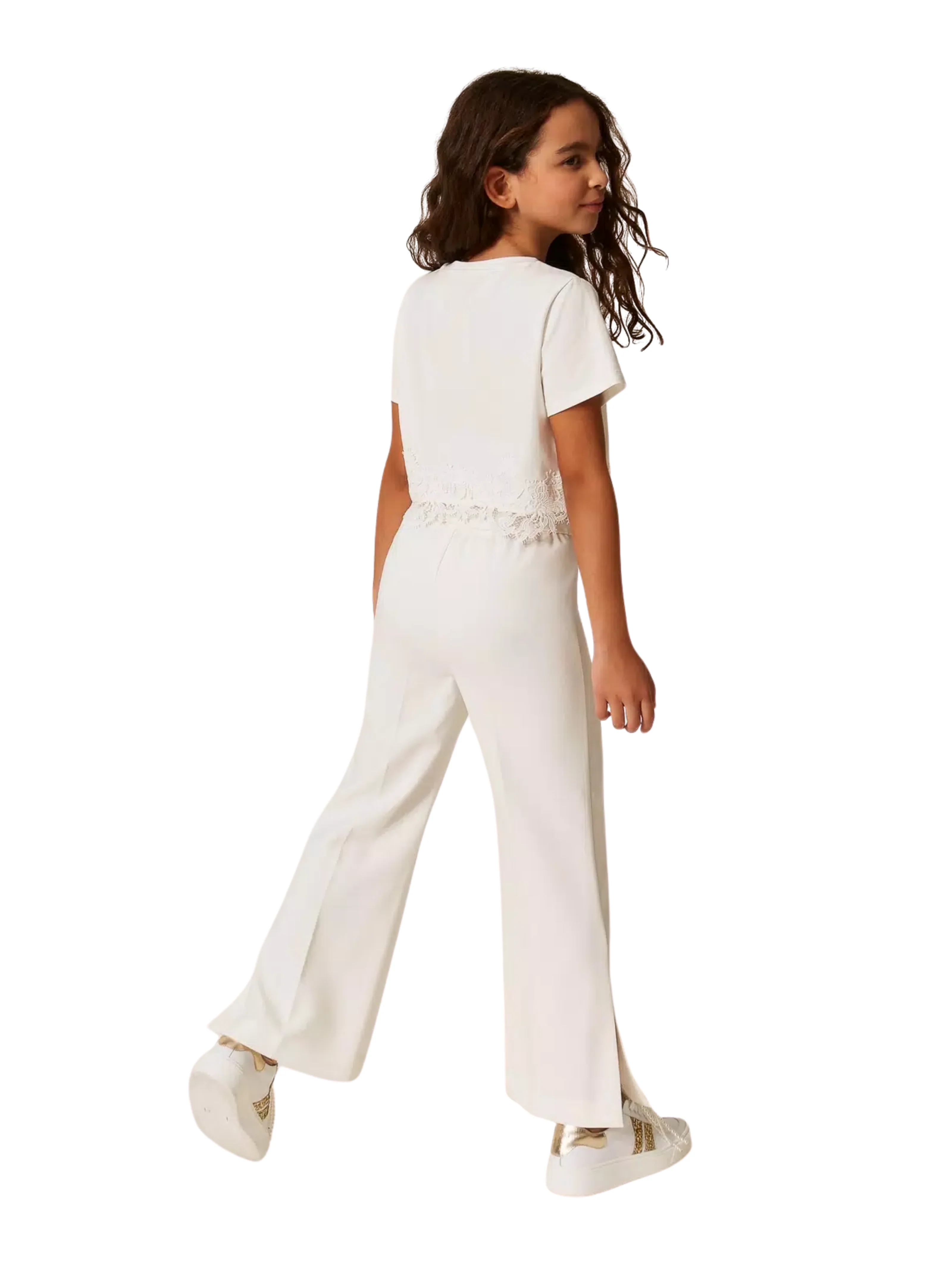 Pantalone flare Twinset bianco in crêpe con spacchi - Image 6