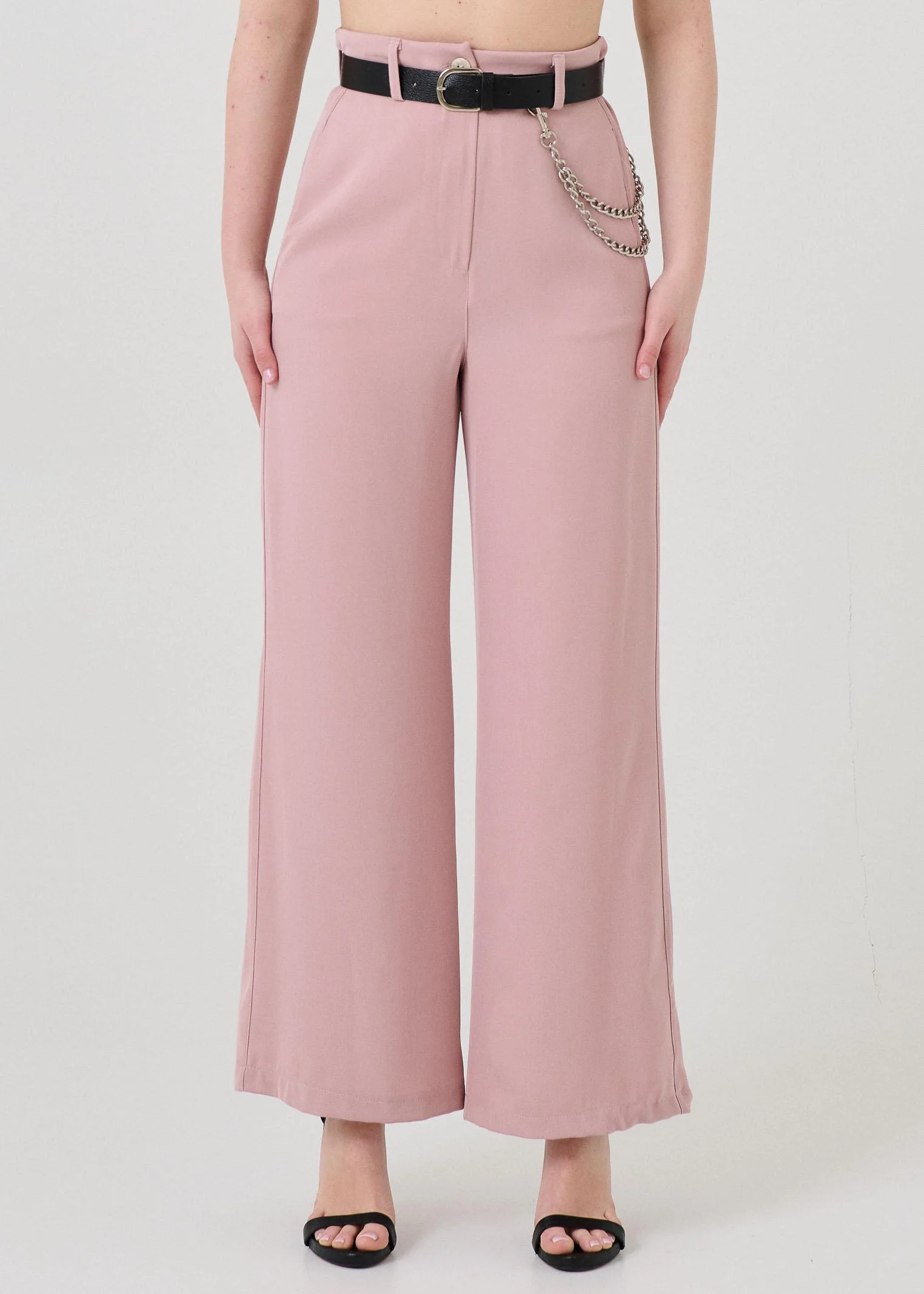 Pantalone Haveone rosa cipria con catena