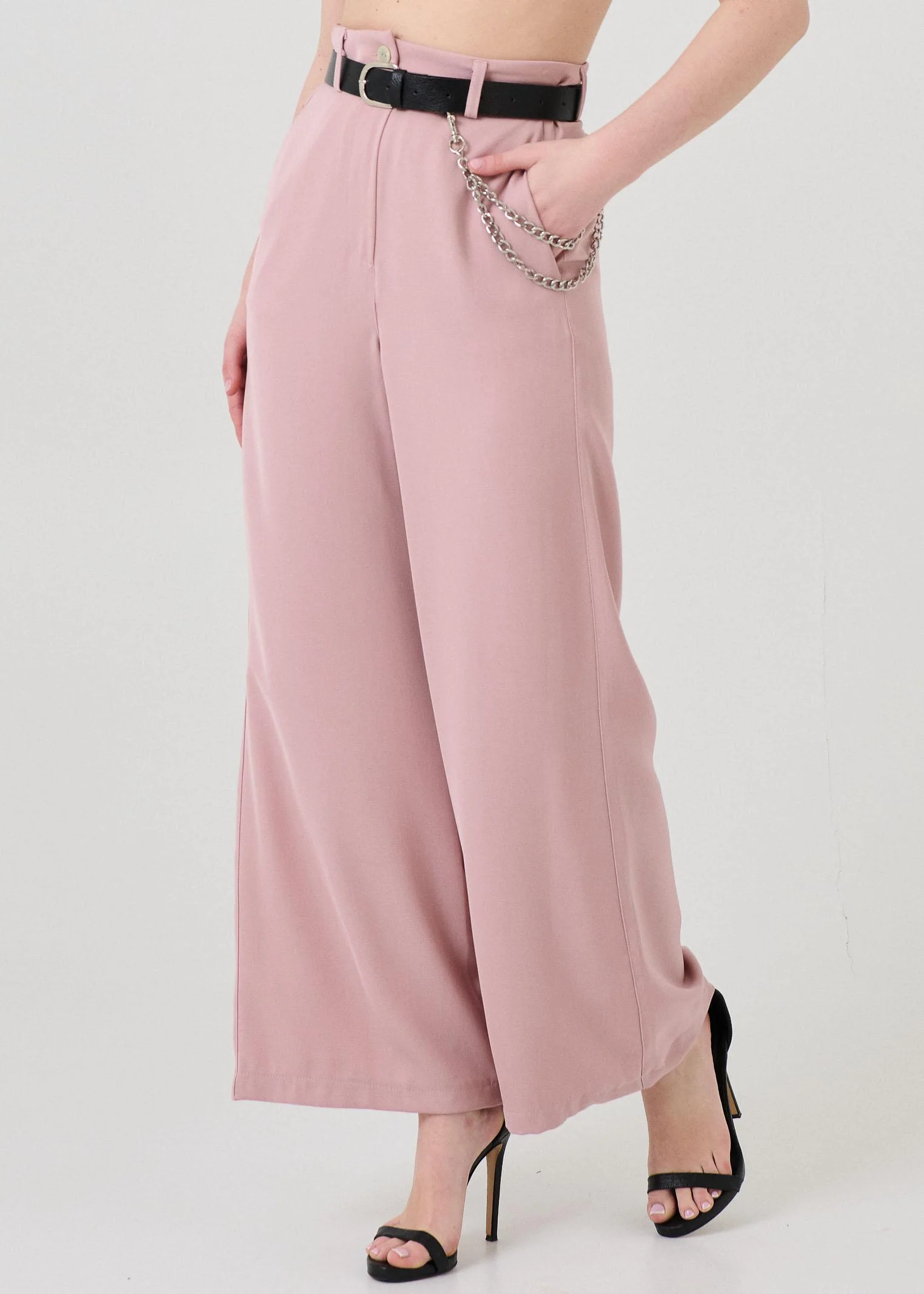 Pantalone Haveone rosa cipria con catena - Image 2
