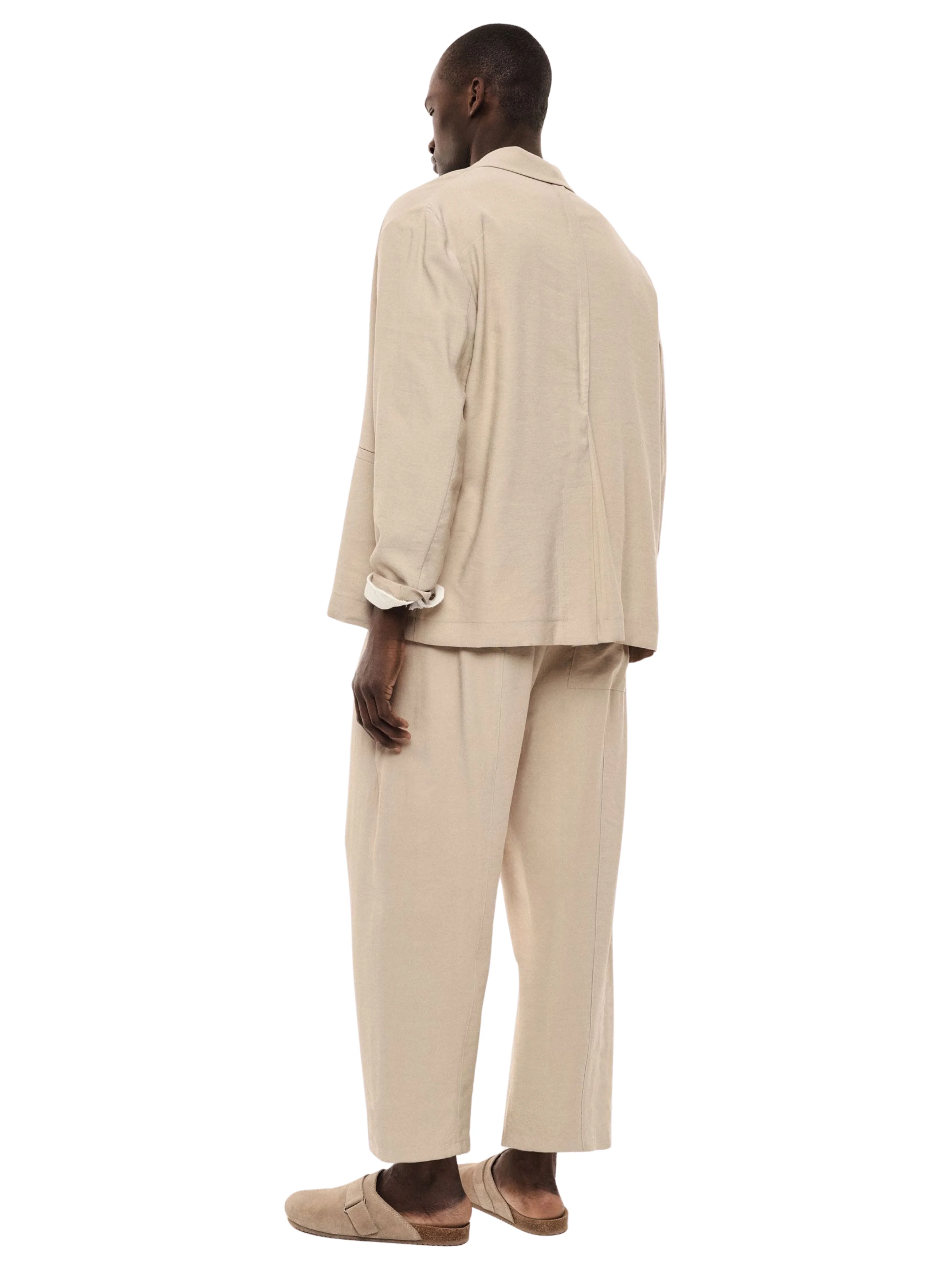 Pantalone Imperial beige con vita elasticizzata e piega - Image 4