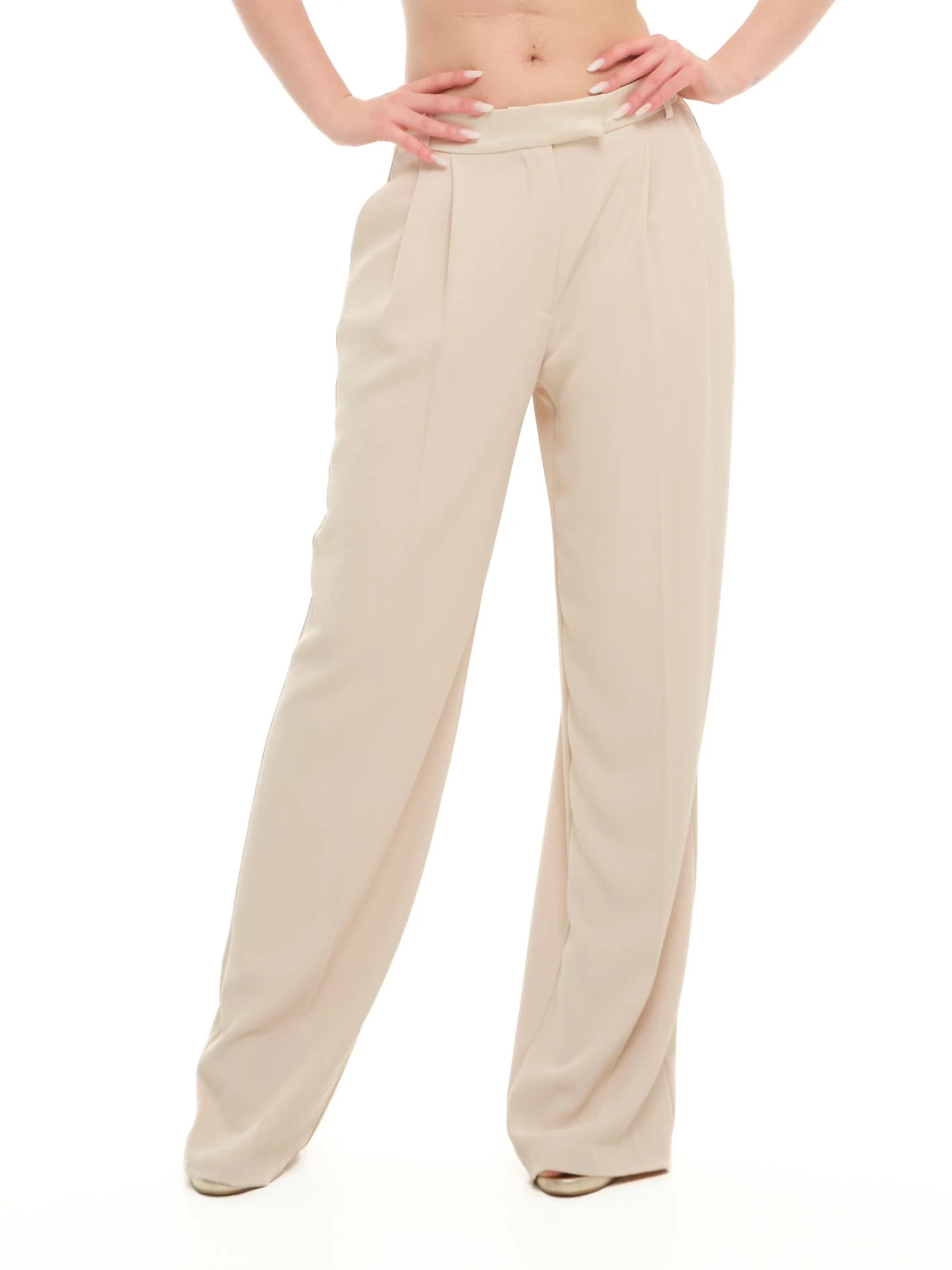 Pantalone Imperial neve fluido con pinces