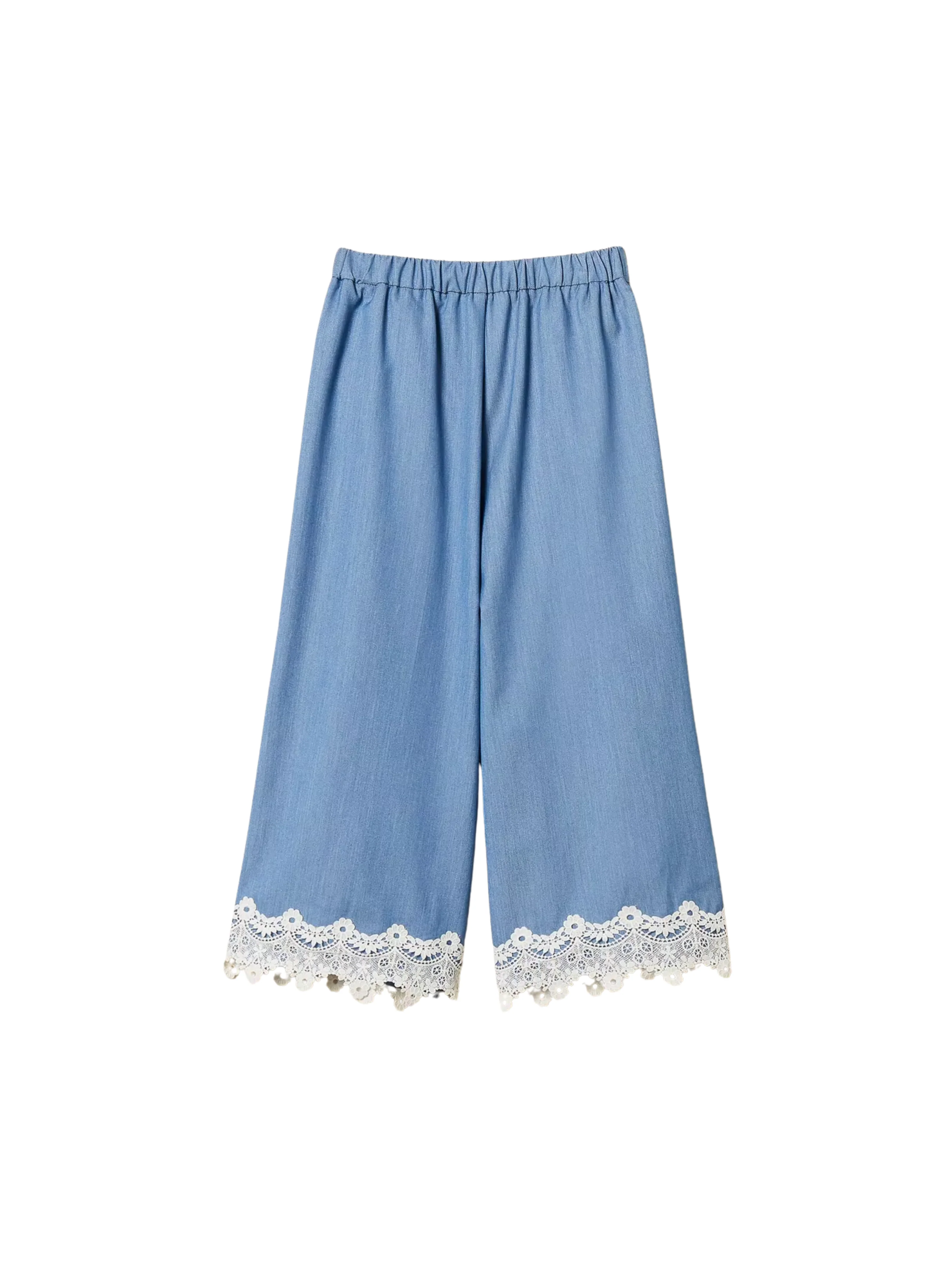 Pantalone in fil-à-fil Twinset azzurro con pizzo - Image 2