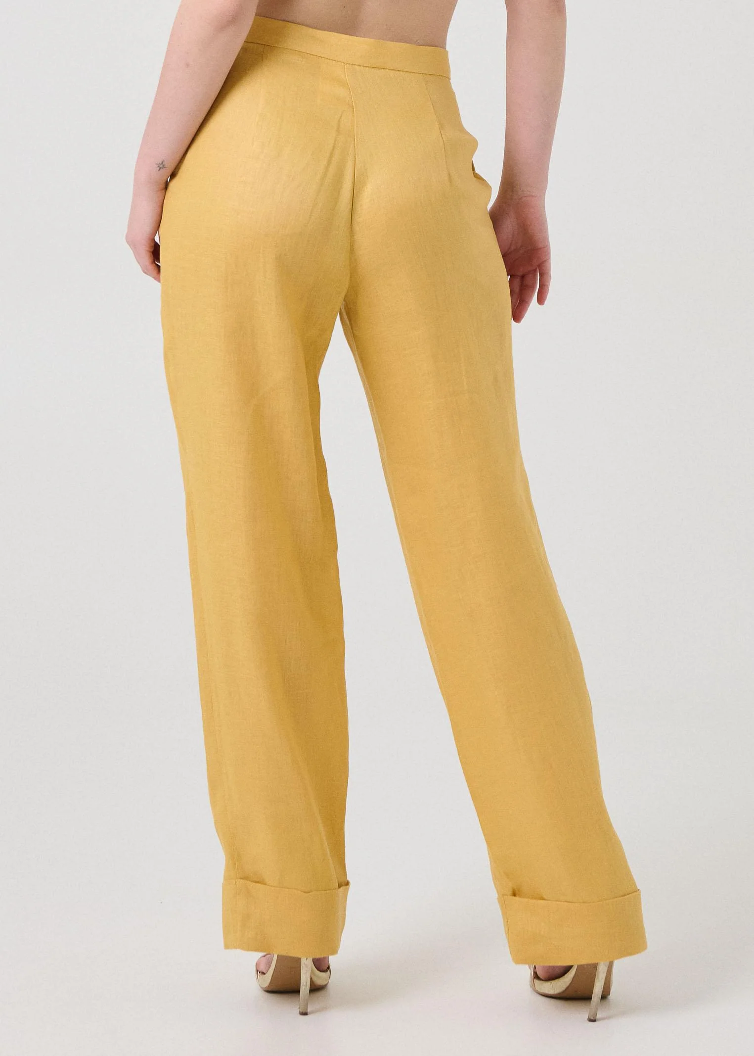 Pantalone in lino Bohemian Vì giallo mostarda - Image 3