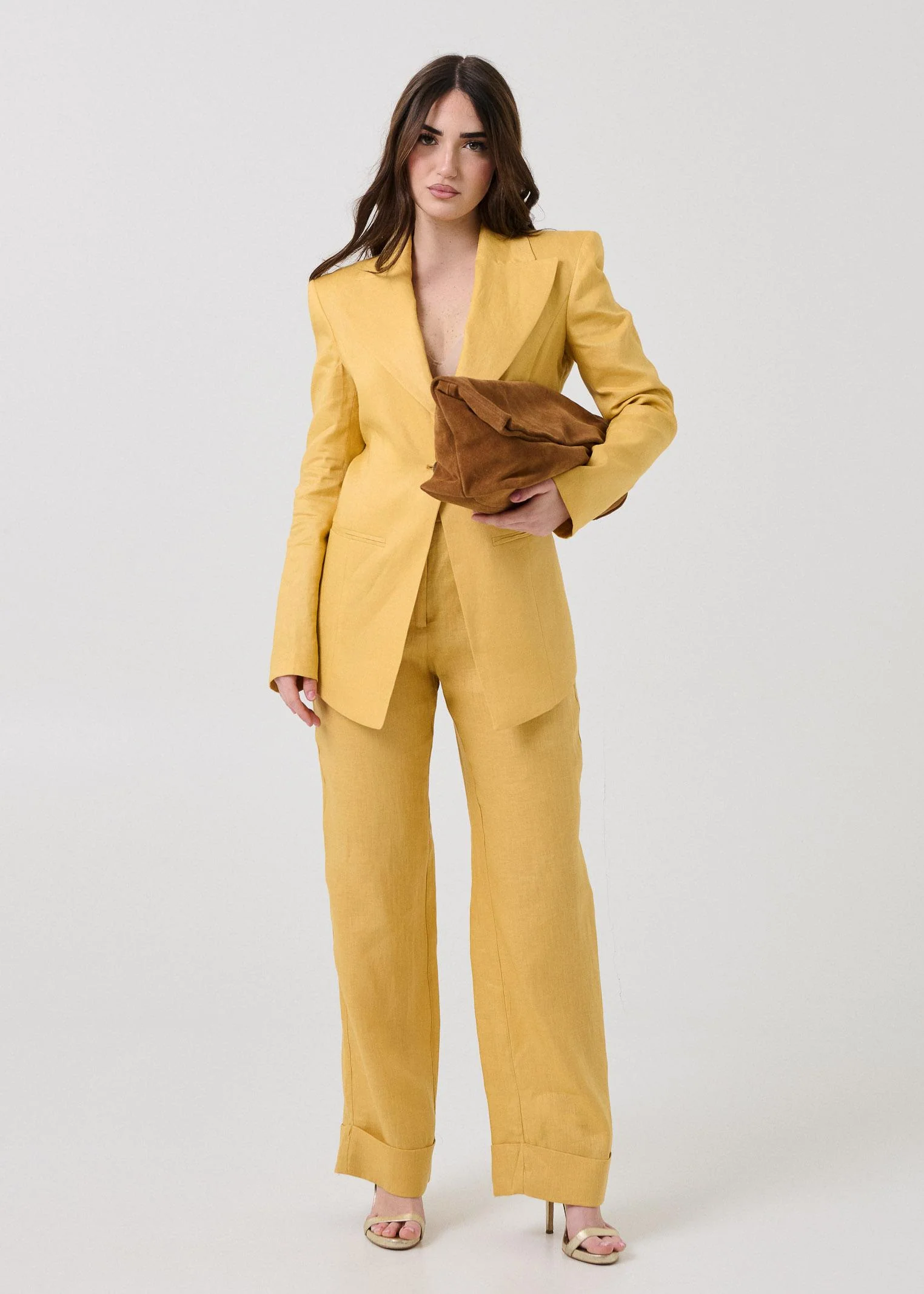 Pantalone in lino Bohemian Vì giallo mostarda - Image 4