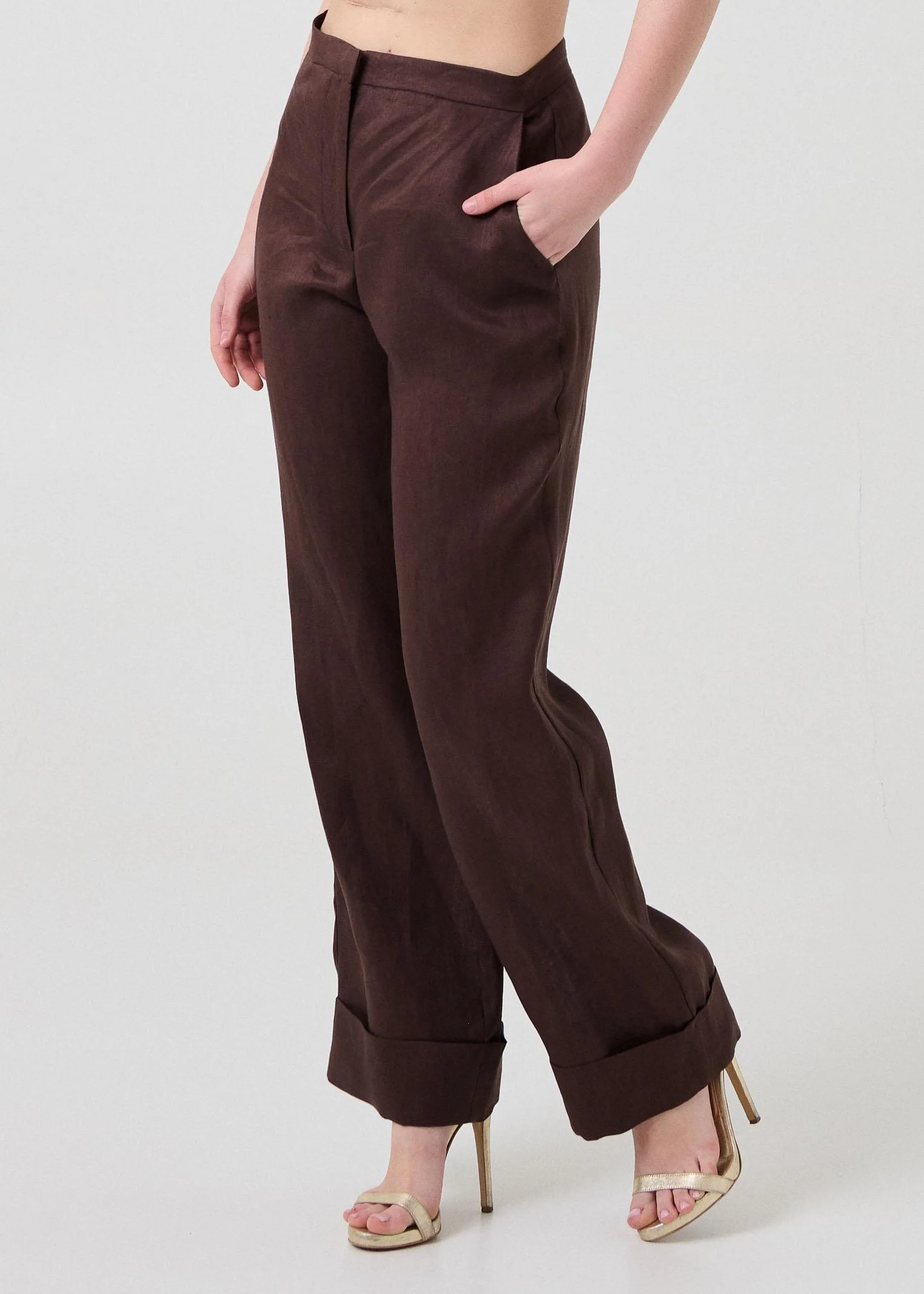 Pantalone in lino Bohemian Vì marrone - Image 2