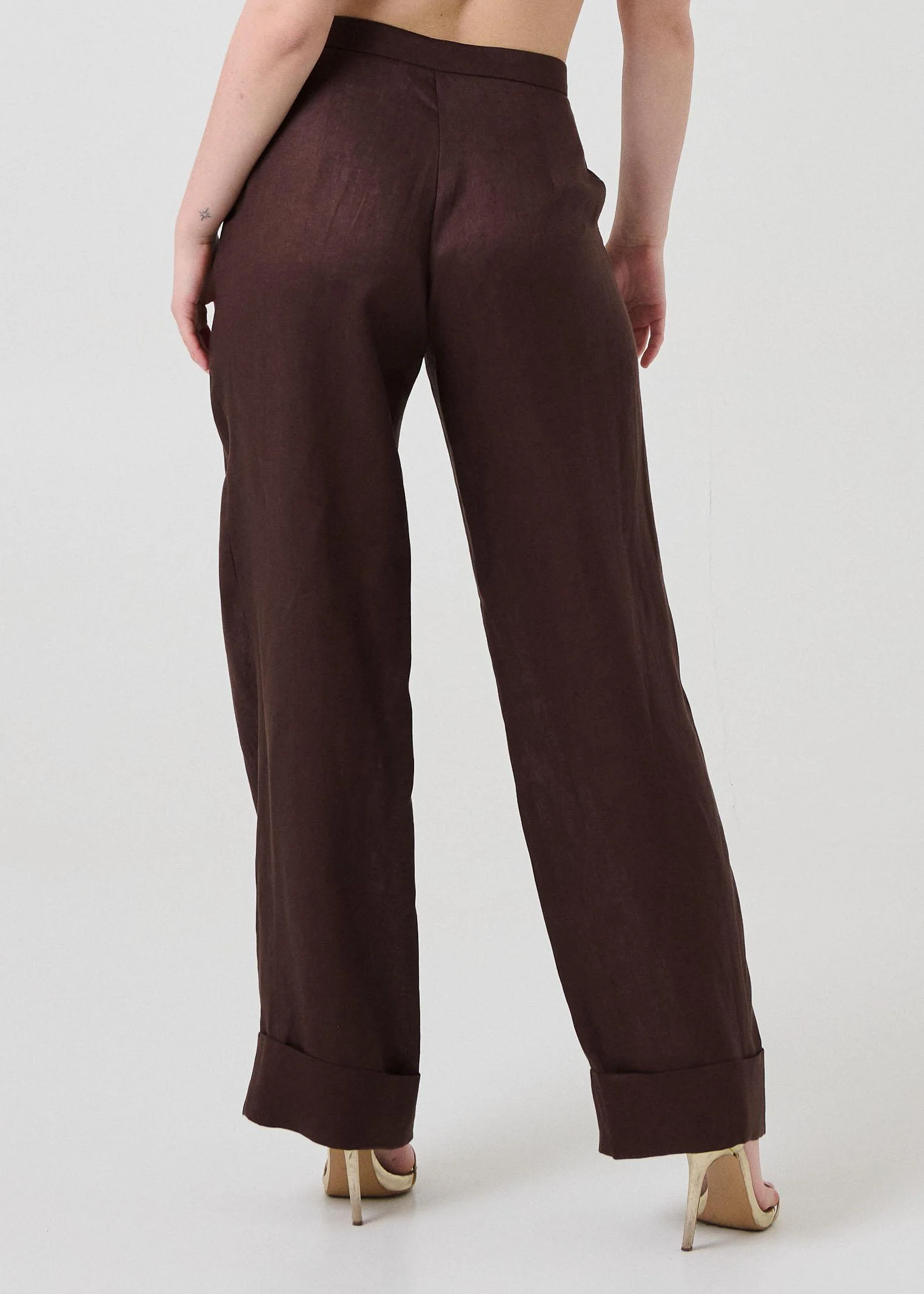 Pantalone in lino Bohemian Vì marrone - Image 3