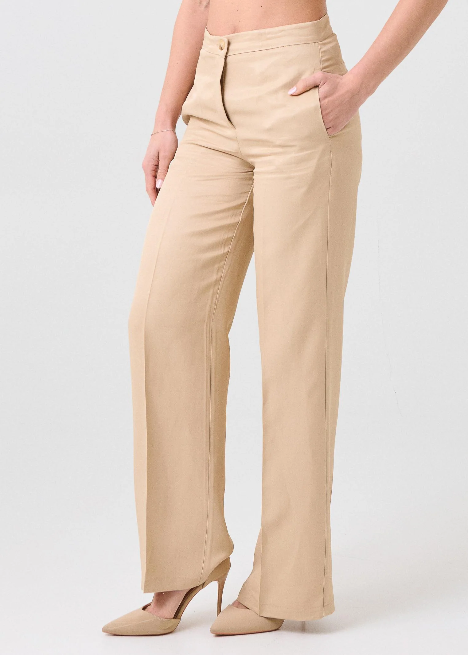 Pantalone in misto lino Vicolo beige - Image 2