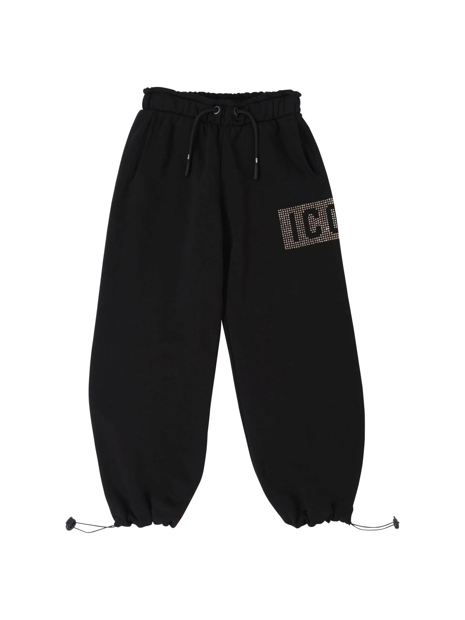 Pantalone in tuta Icon nero con strass e coulisse sul fondo - Image 2
