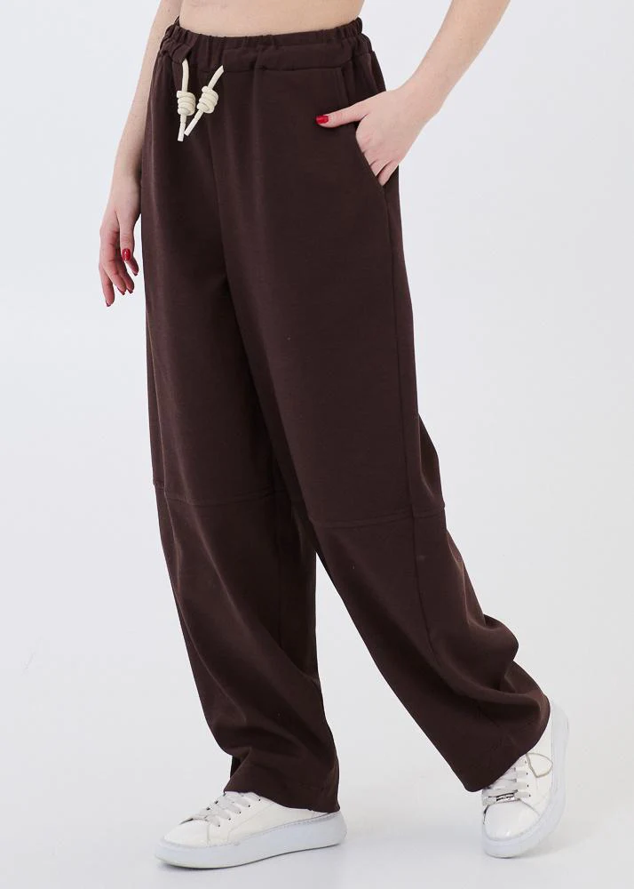 Pantalone in tuta Vicolo marrone con coulisse in corda - Image 2