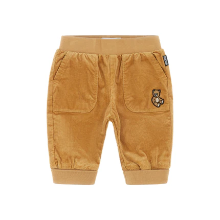 Pantalone in velluto Moschino cammello con patch orsetto
