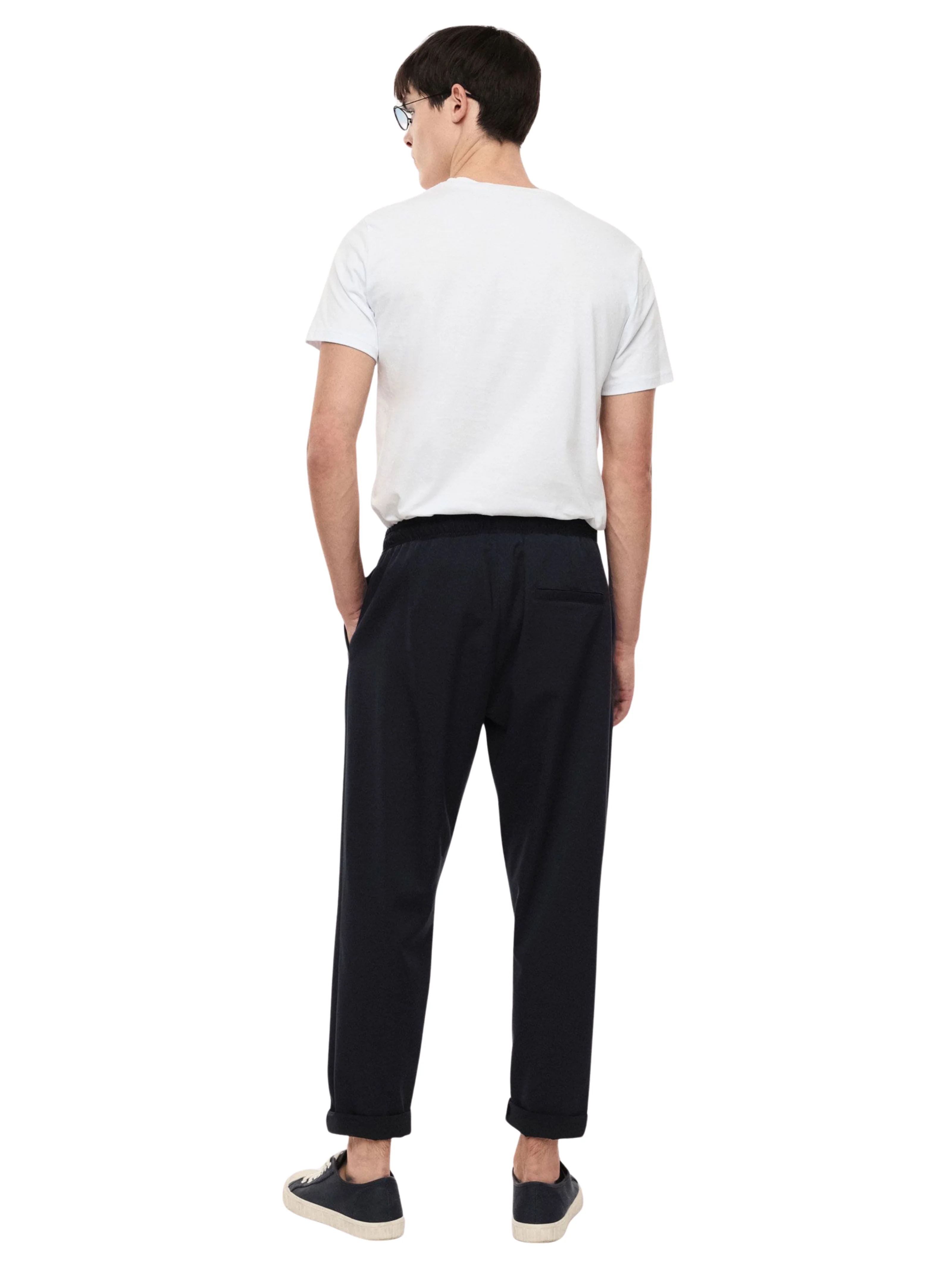 Pantalone jogger Imperial blu navy con coulisse e risvolto - Image 3