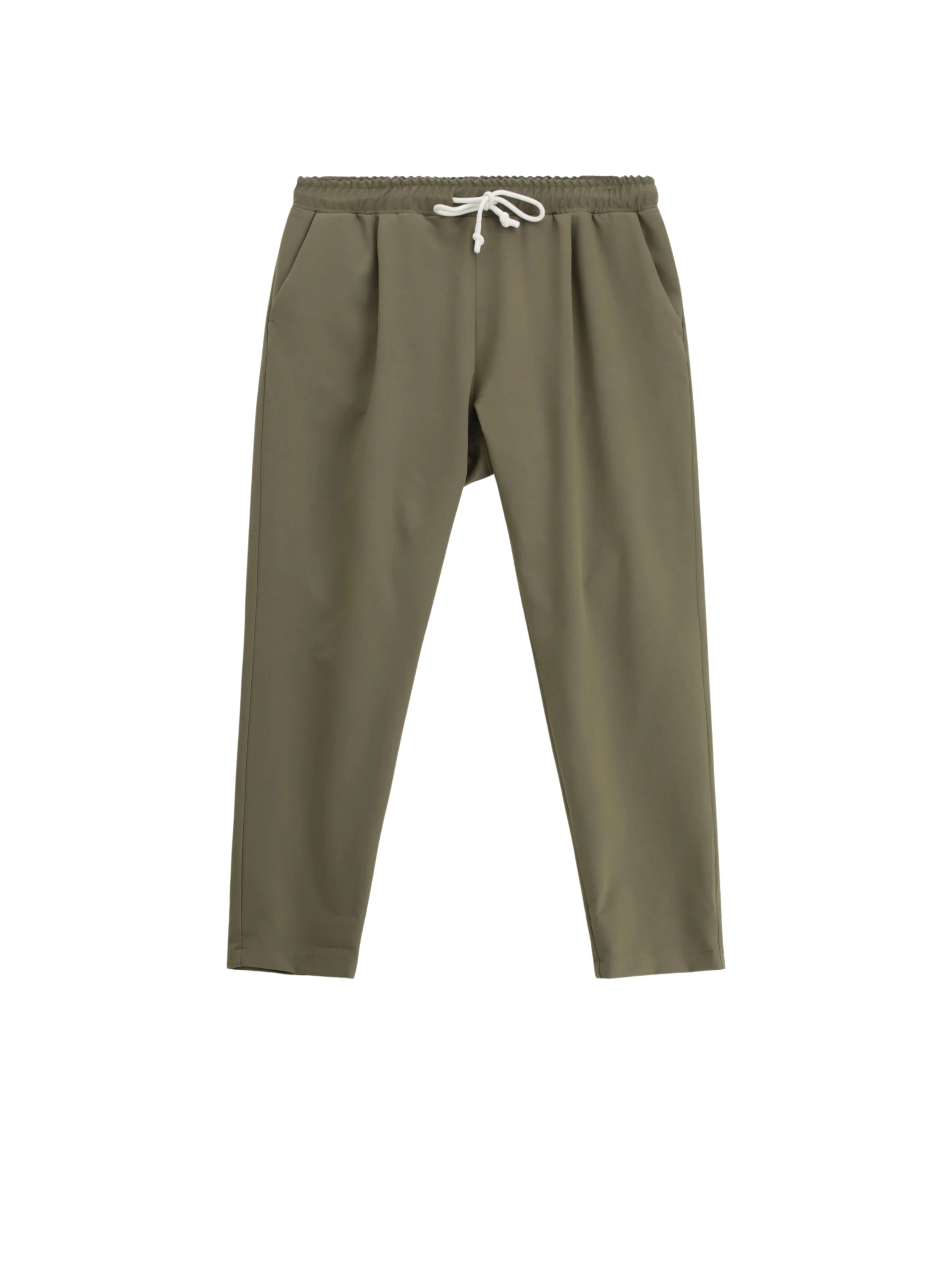 Pantalone jogger Imperial verde militare con coulisse e risvolto