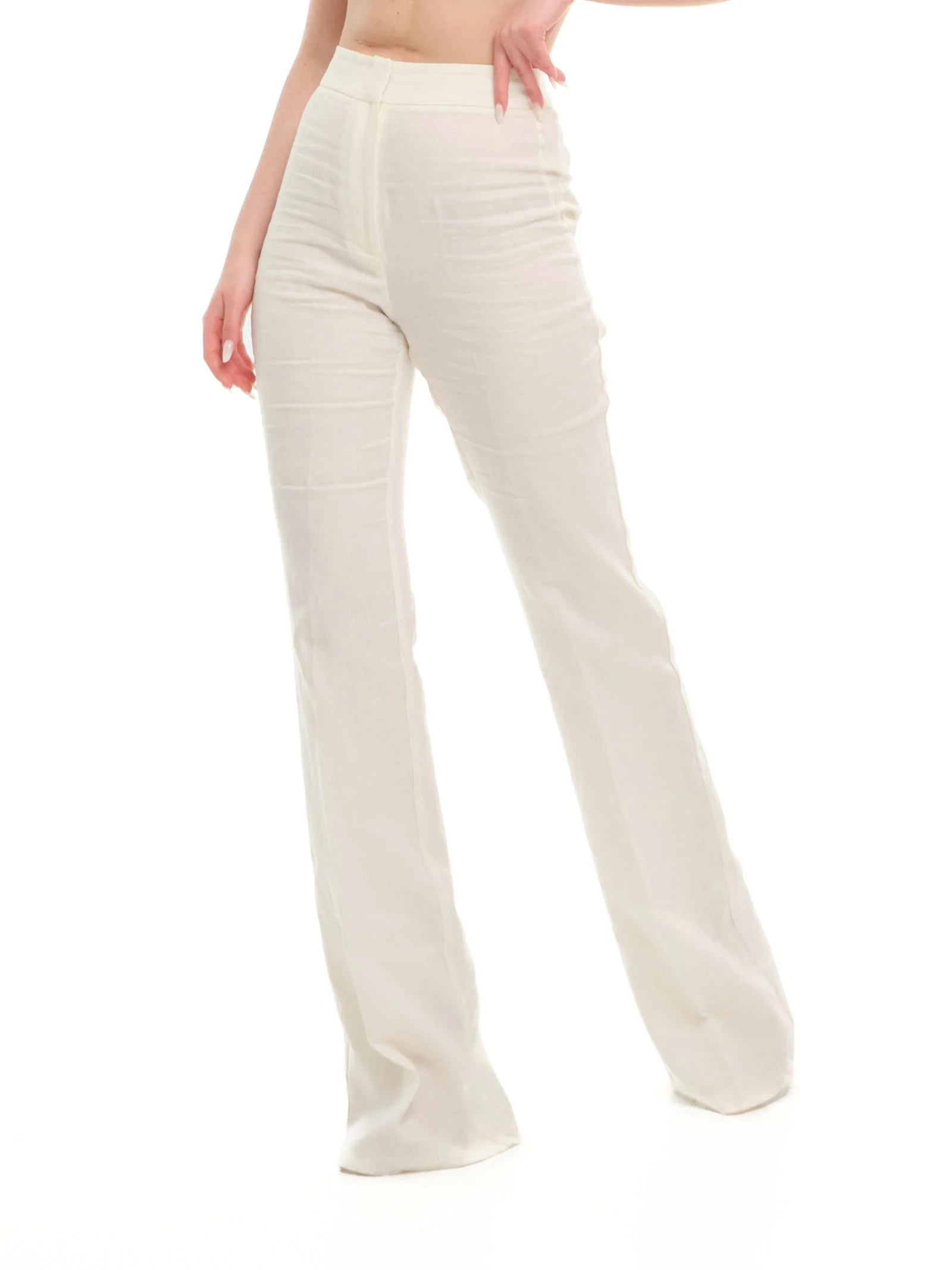 Pantalone "linen flaire" Silence Limited bianco latte - Image 2
