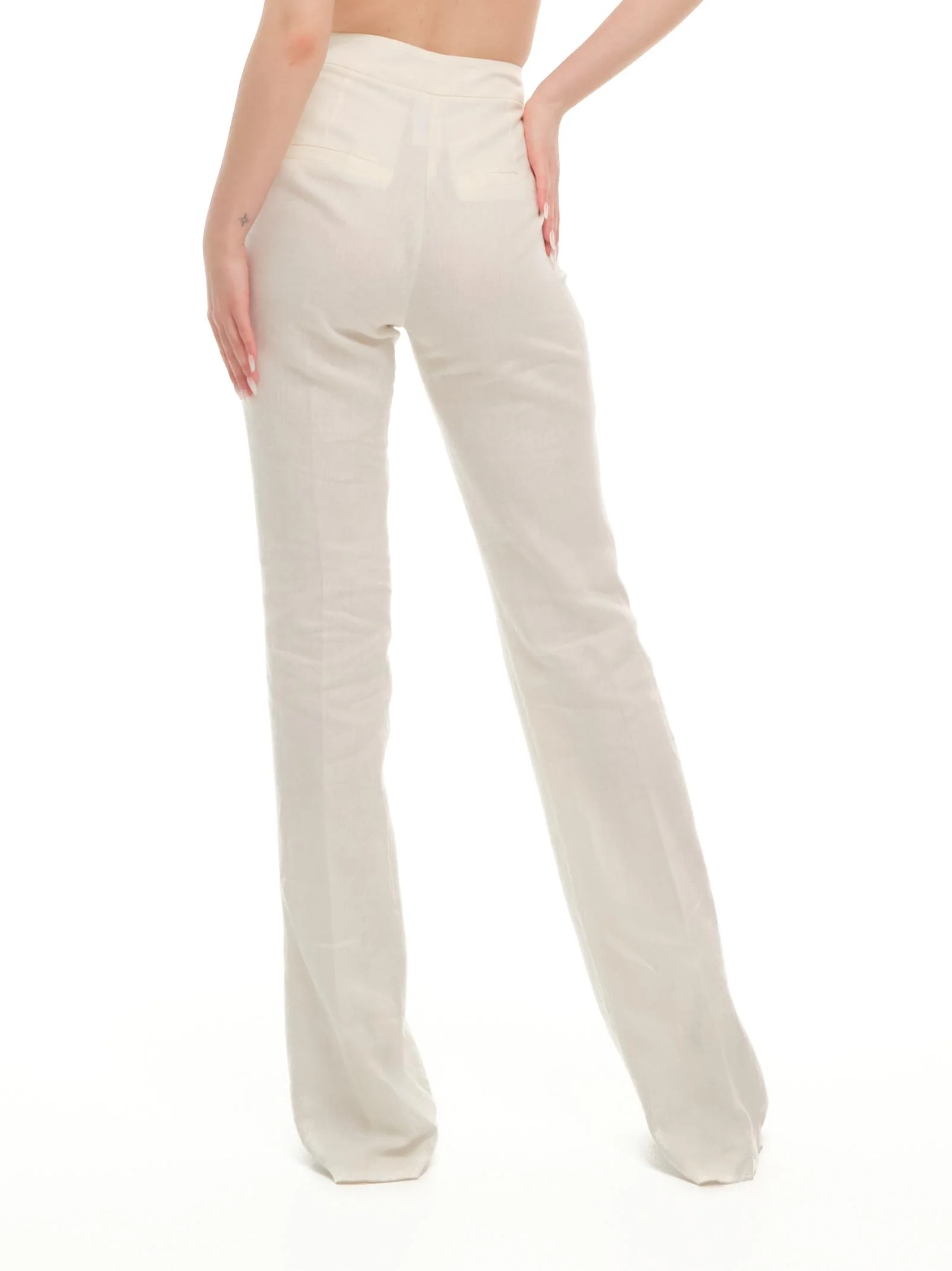 Pantalone "linen flaire" Silence Limited bianco latte - Image 3