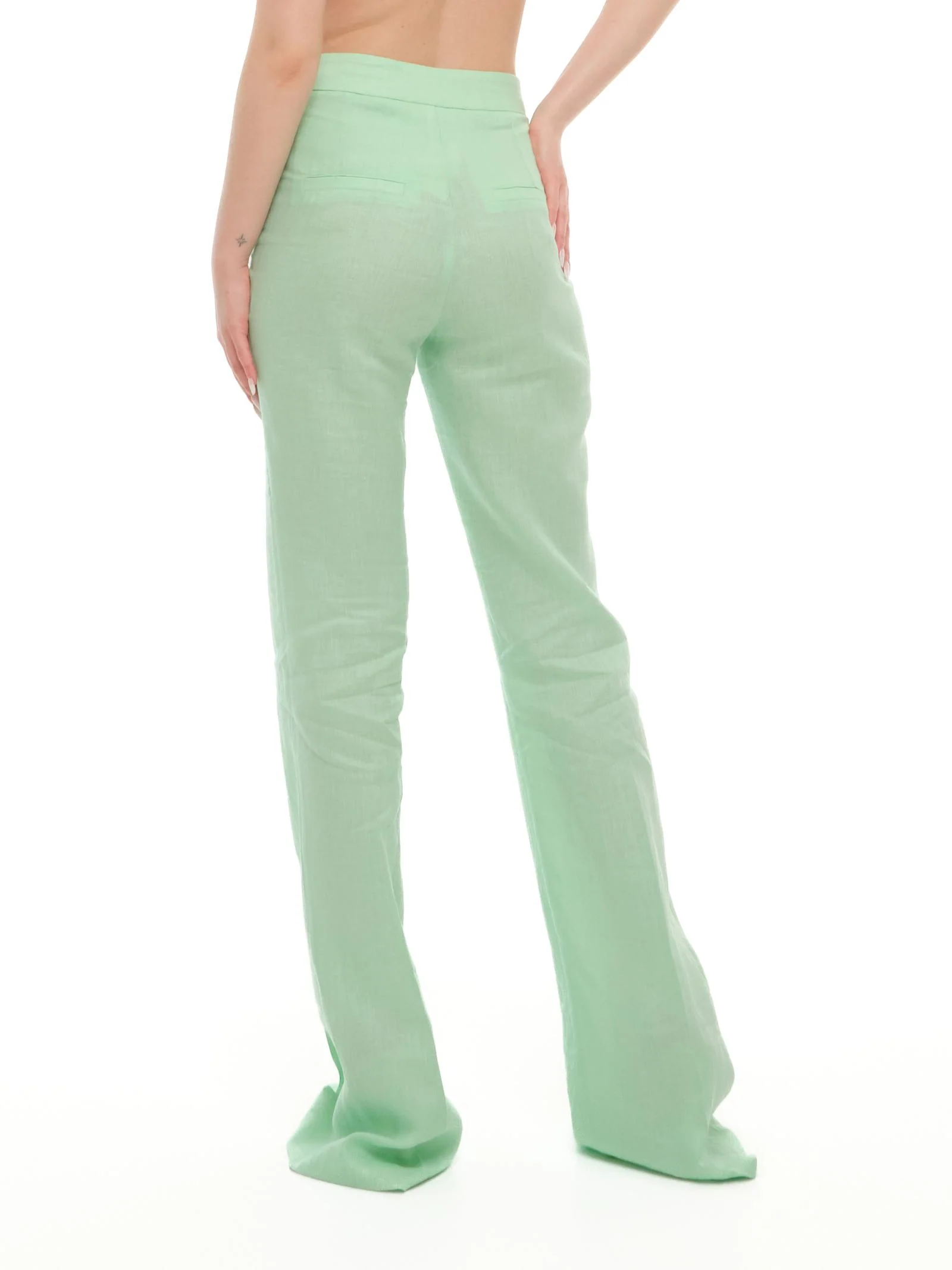 Pantalone "linen flaire" Silence Limited verde menta - Image 3
