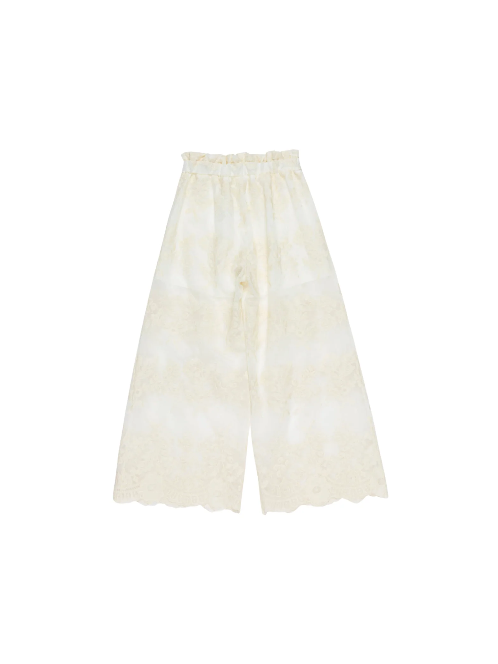 Pantalone Lulù by Miss Grant avorio con fondo smerlato