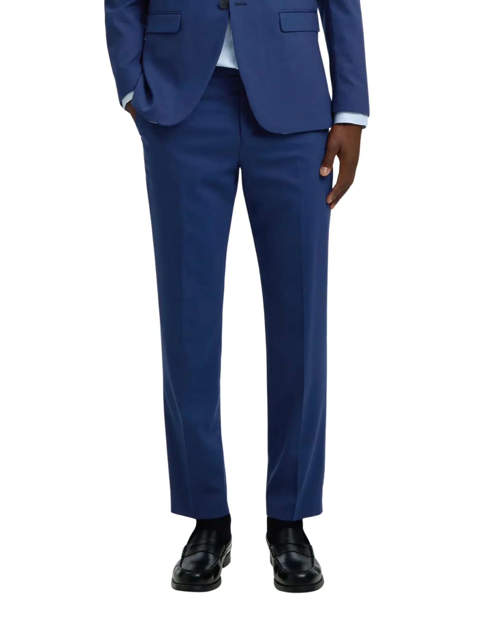 Pantalone Selected blu con bottone laterale - Image 2