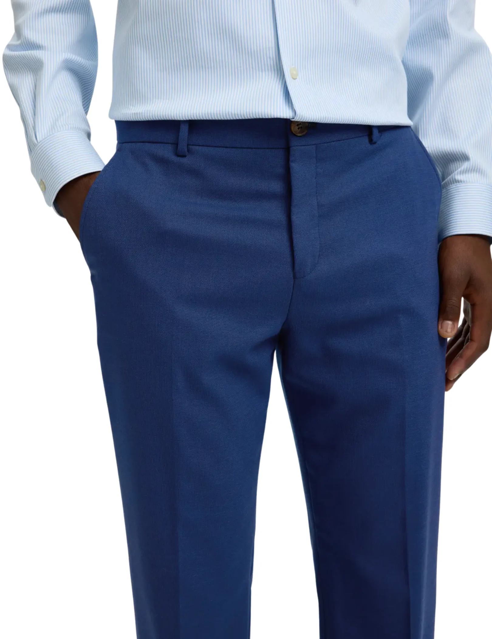 Pantalone Selected blu con bottone laterale - Image 3