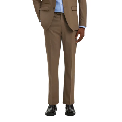 Pantalone Selected marrone con bottone laterale - Image 2