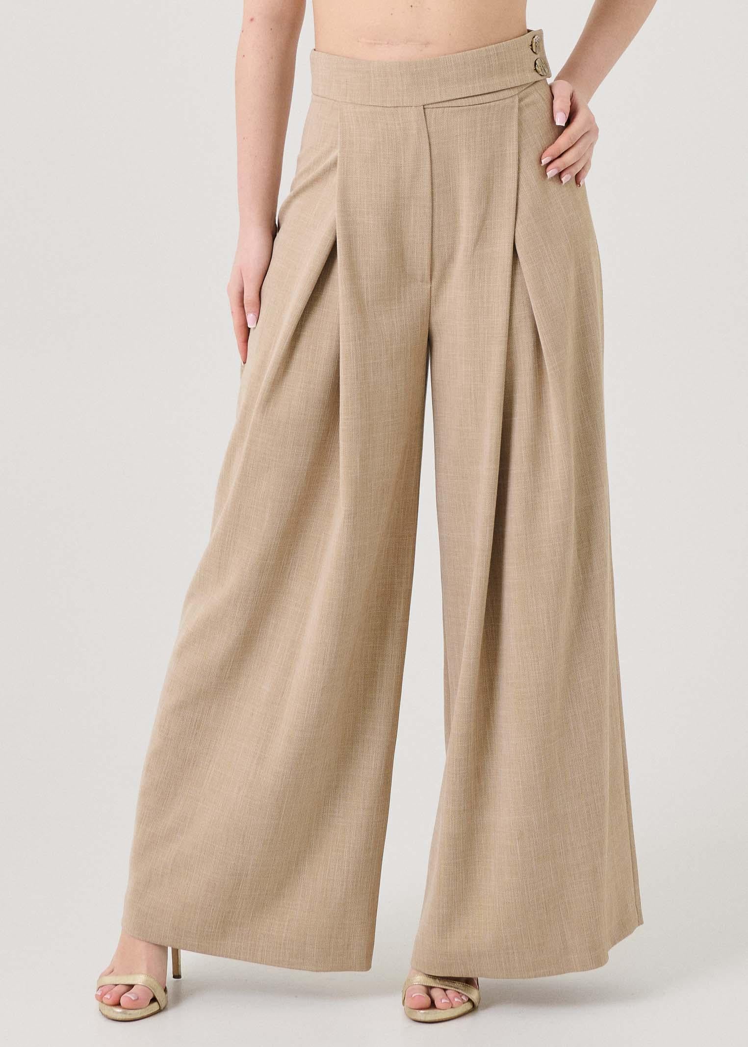 Pantalone "Seul" Bohemian Vì beige con pinces