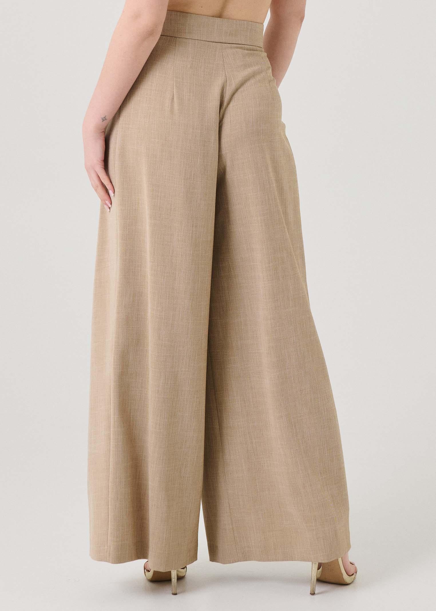 Pantalone "Seul" Bohemian Vì beige con pinces - Image 3
