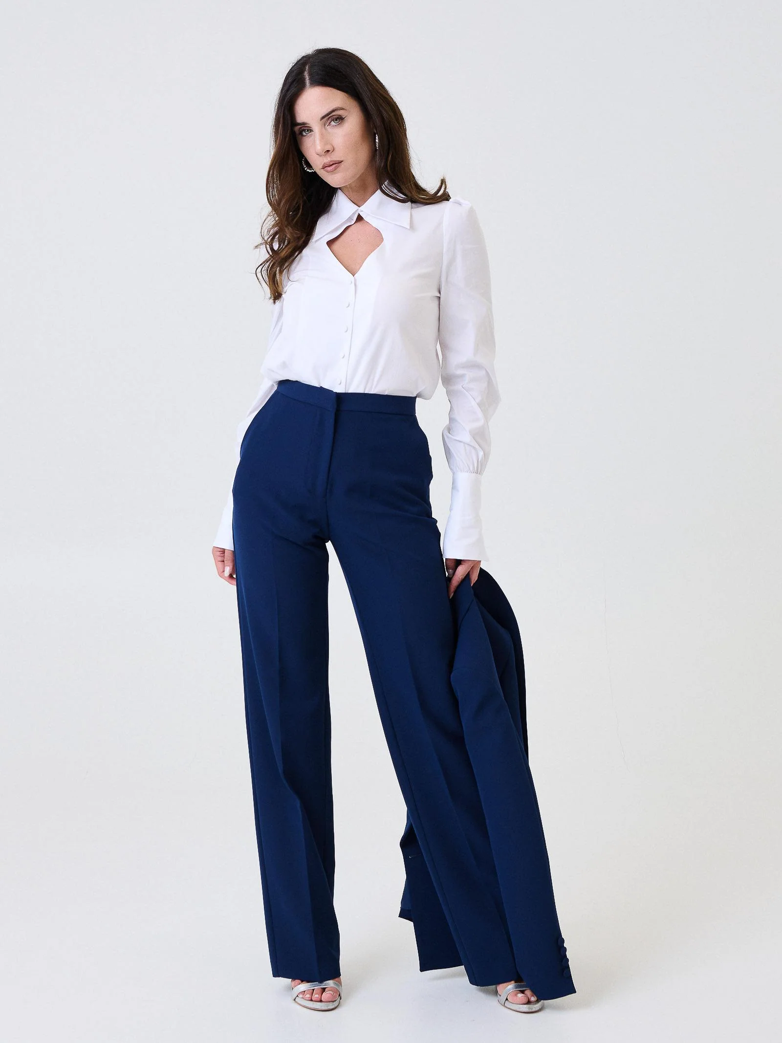 Pantalone a palazzo Silence Limited blu navy - Image 4
