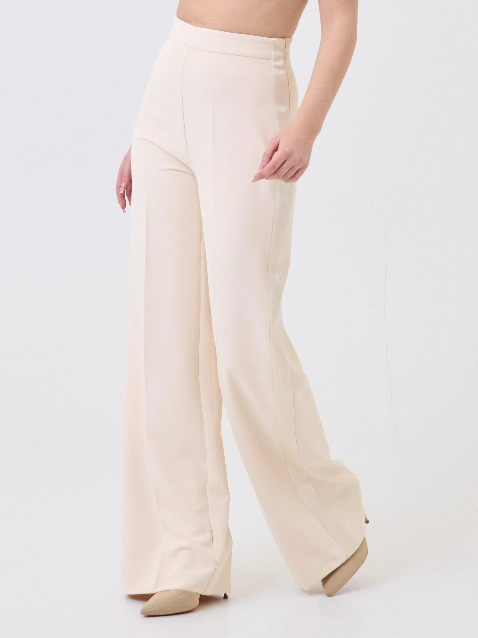 Pantalone Silence Limited crema con bande laterali in raso - Image 2