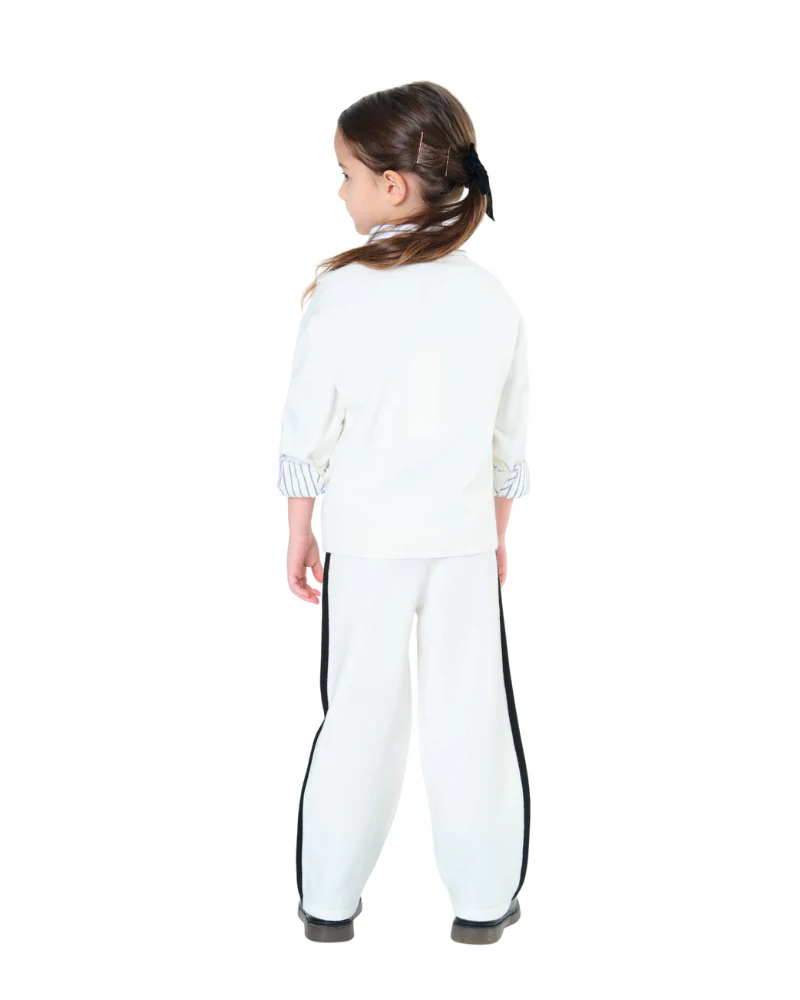 Pantalone Tobetoo bianco con bande laterali nere - Image 3
