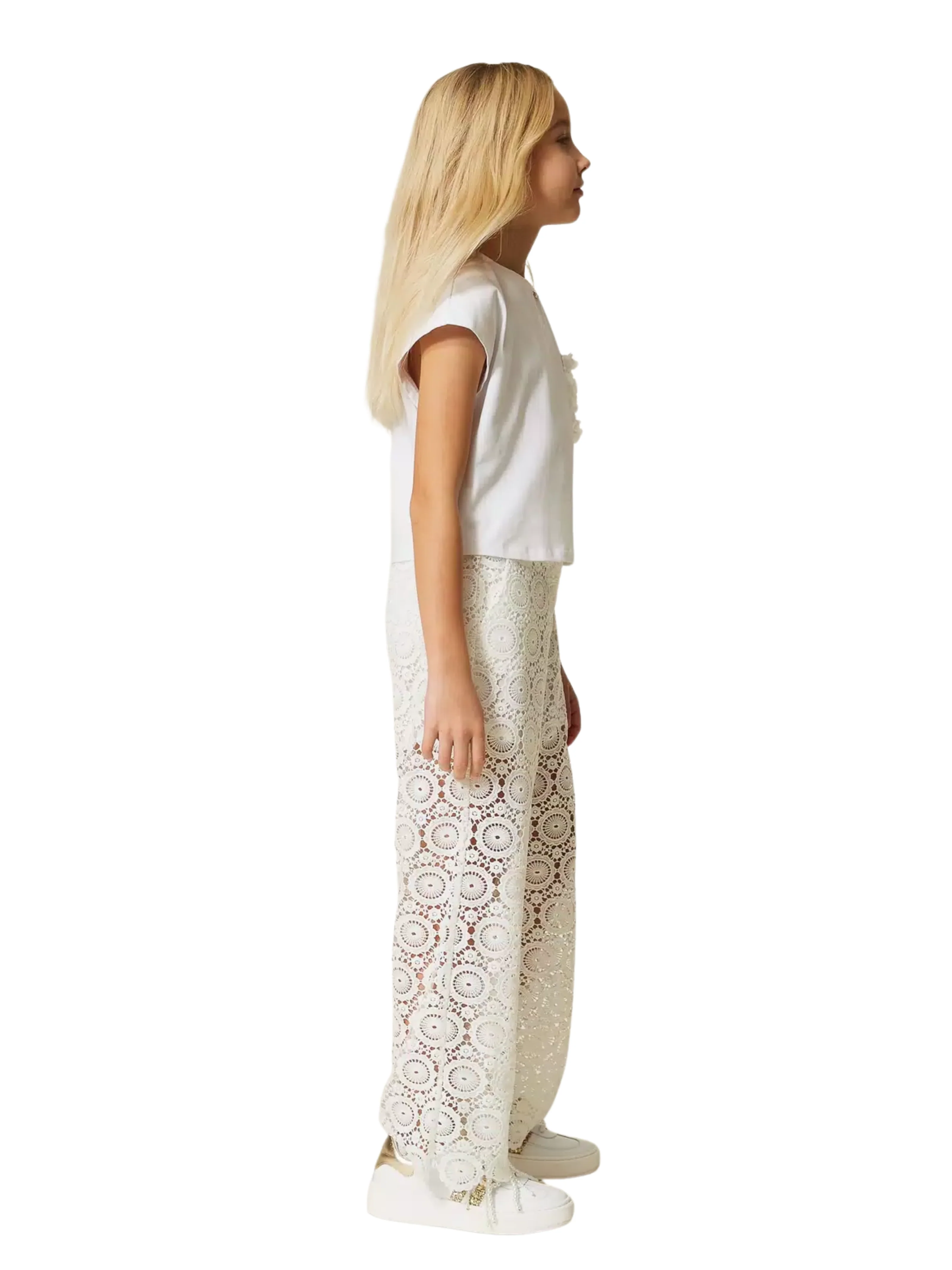 Pantalone Twinset bianco in pizzo macramè - Image 5